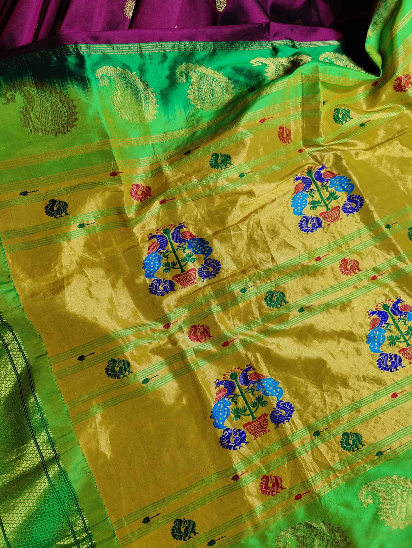 WINE SILK PURE HANDLOOM PAITHANI SAREE