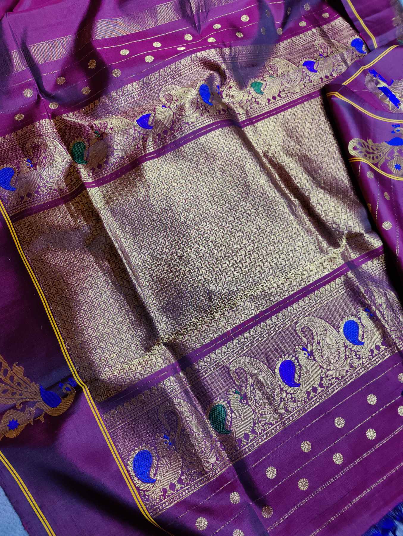 WINE MAROON SILK PURE HANDLOOM GADWAL SAREE