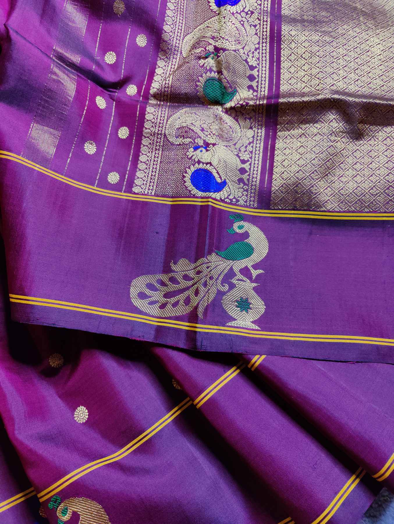 WINE MAROON SILK PURE HANDLOOM GADWAL SAREE