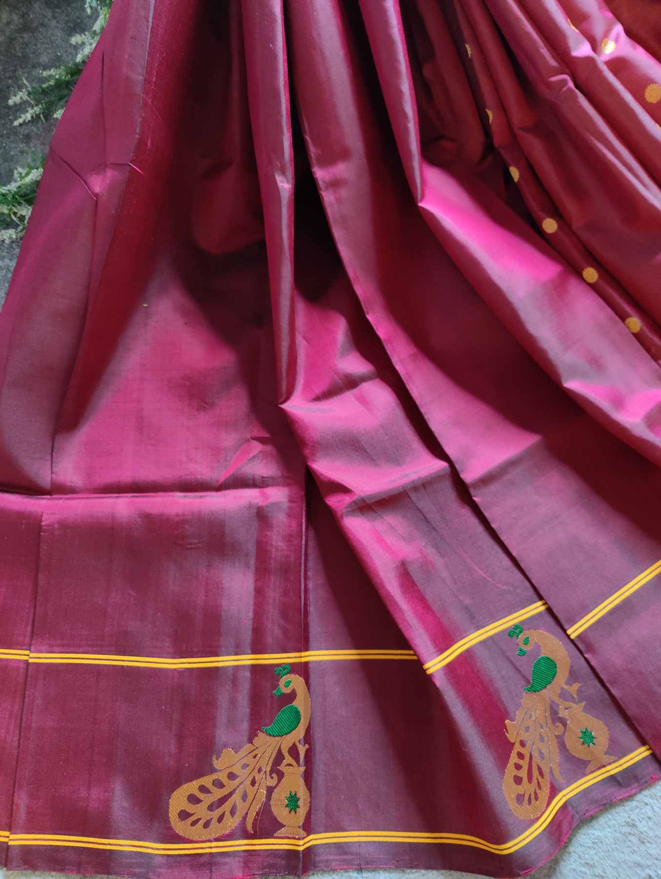 WINE MAROON SILK PURE HANDLOOM GADWAL SAREE