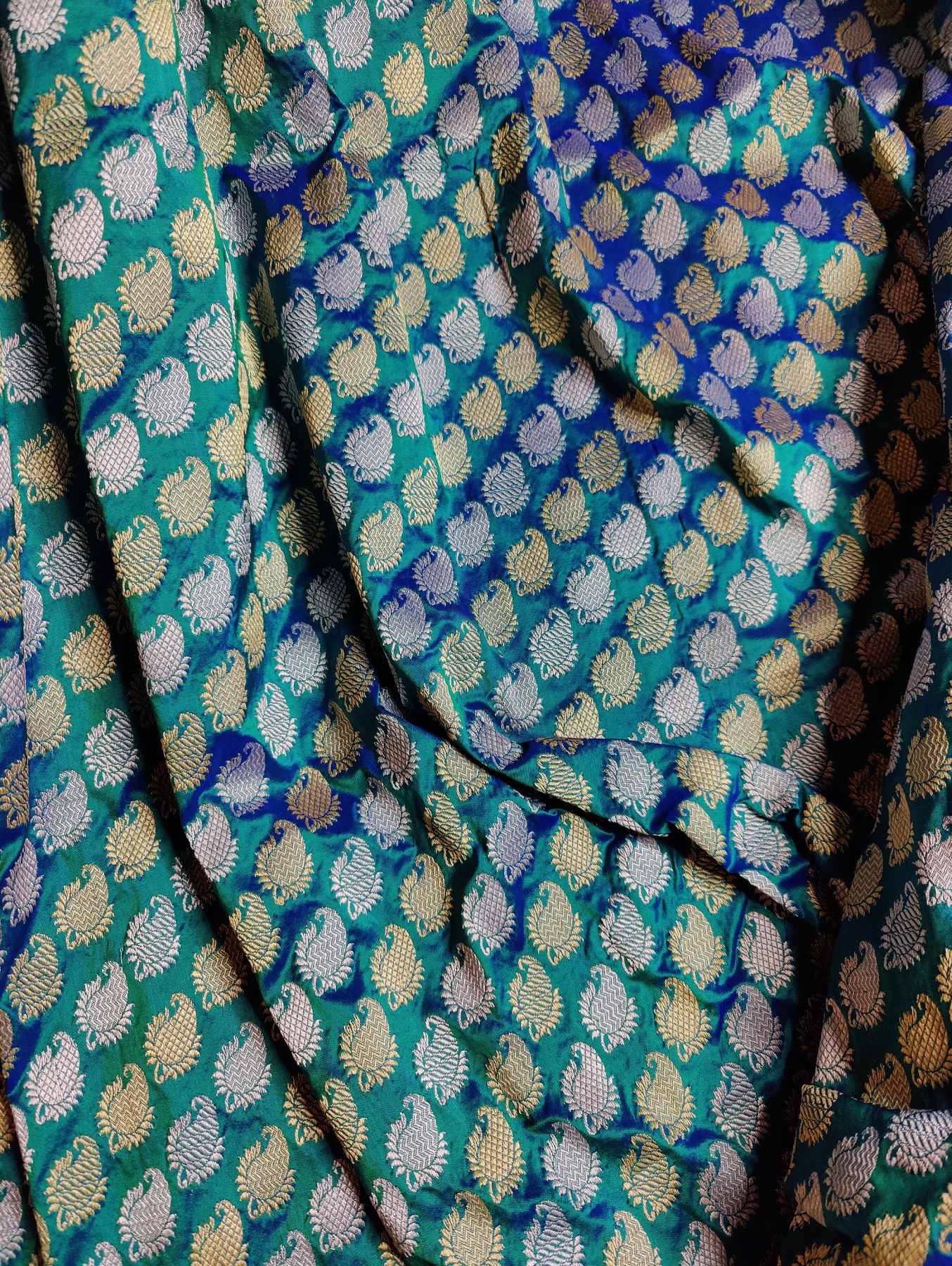 TEAL BLUE SILK PURE HANDLOOM BANARASI SAREE