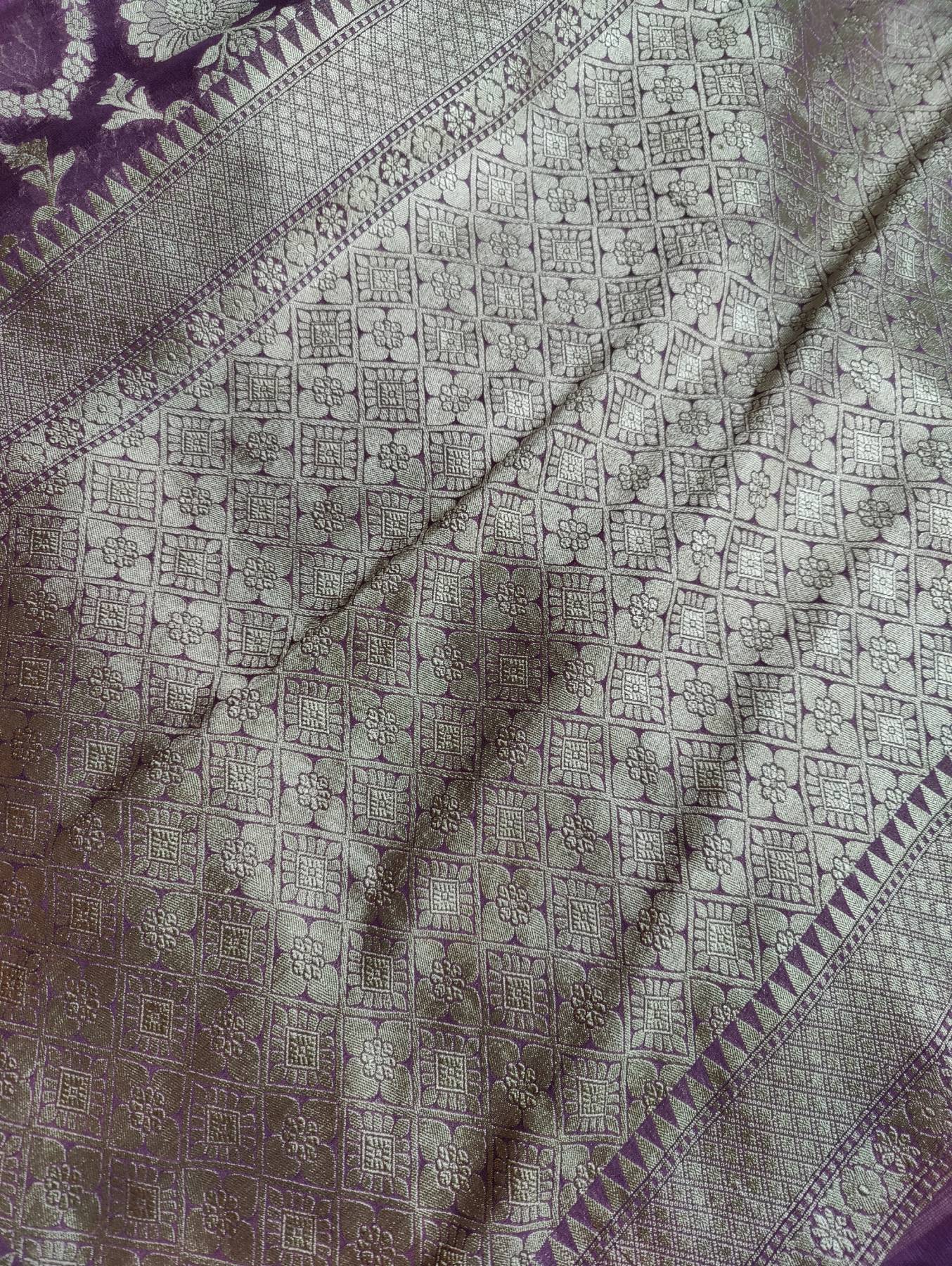 DARK MOUVE GEORGETTE PURE HANDLOOM BANARASI SAREE