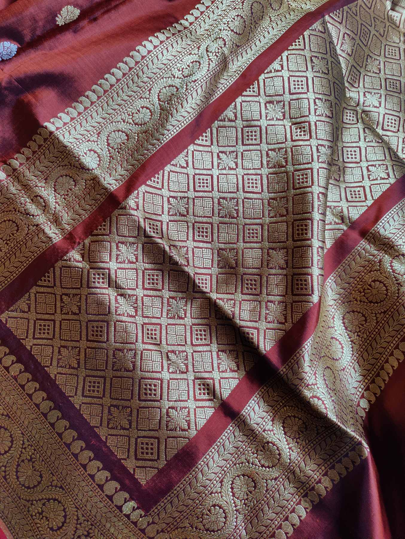 RUST SILK PURE HANDLOOM BANARASI SAREE