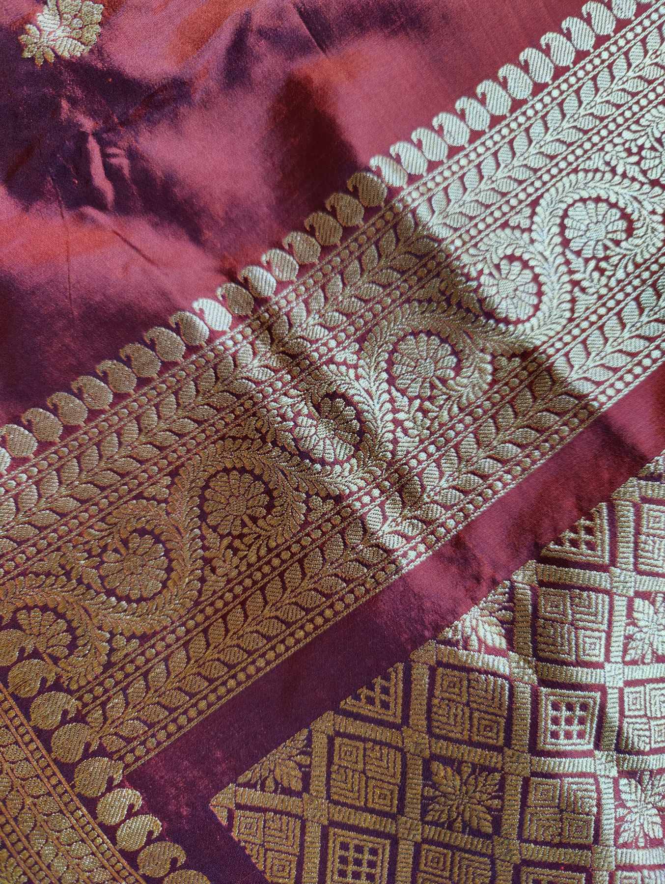 RUST SILK PURE HANDLOOM BANARASI SAREE