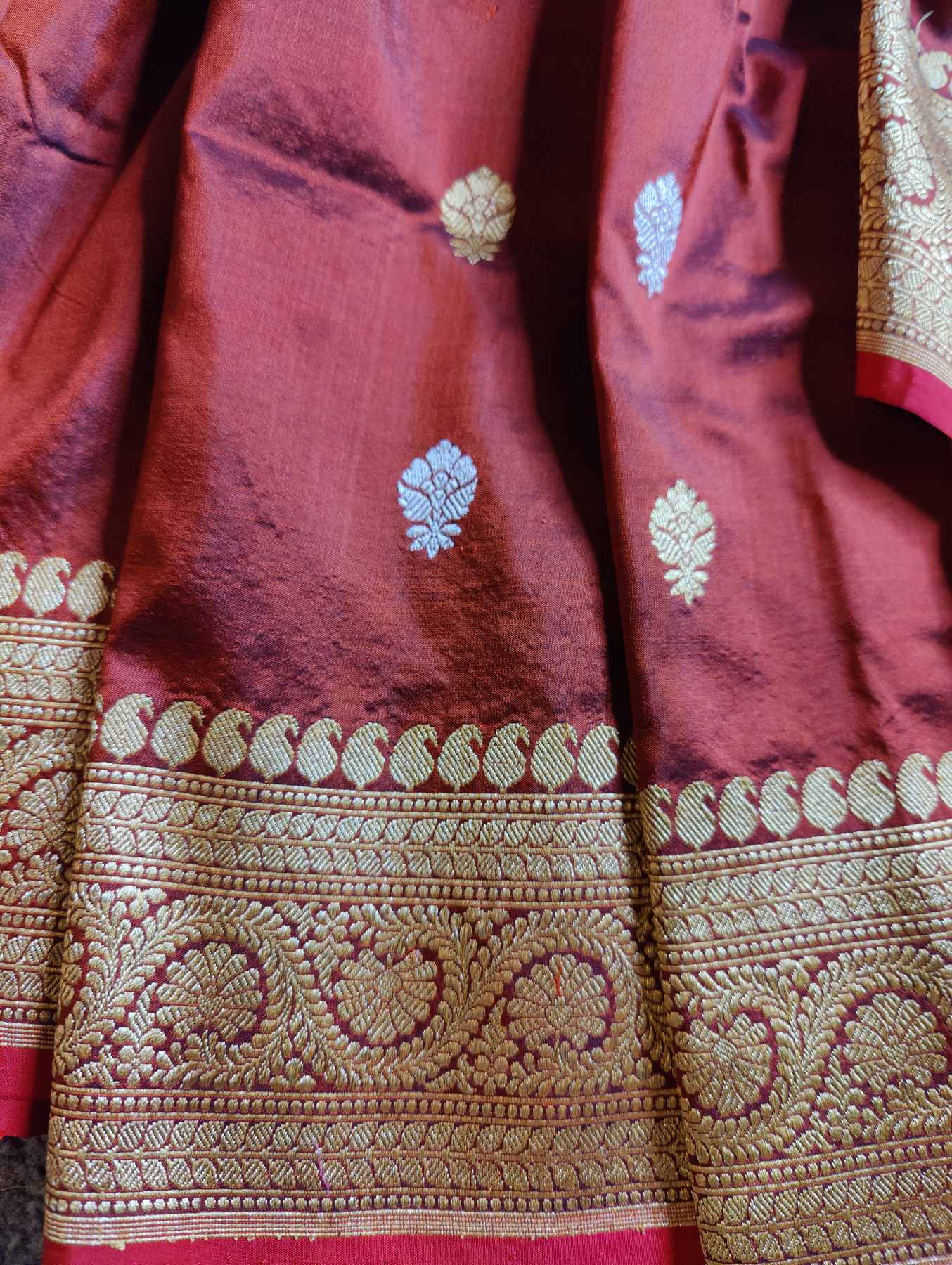 RUST SILK PURE HANDLOOM BANARASI SAREE