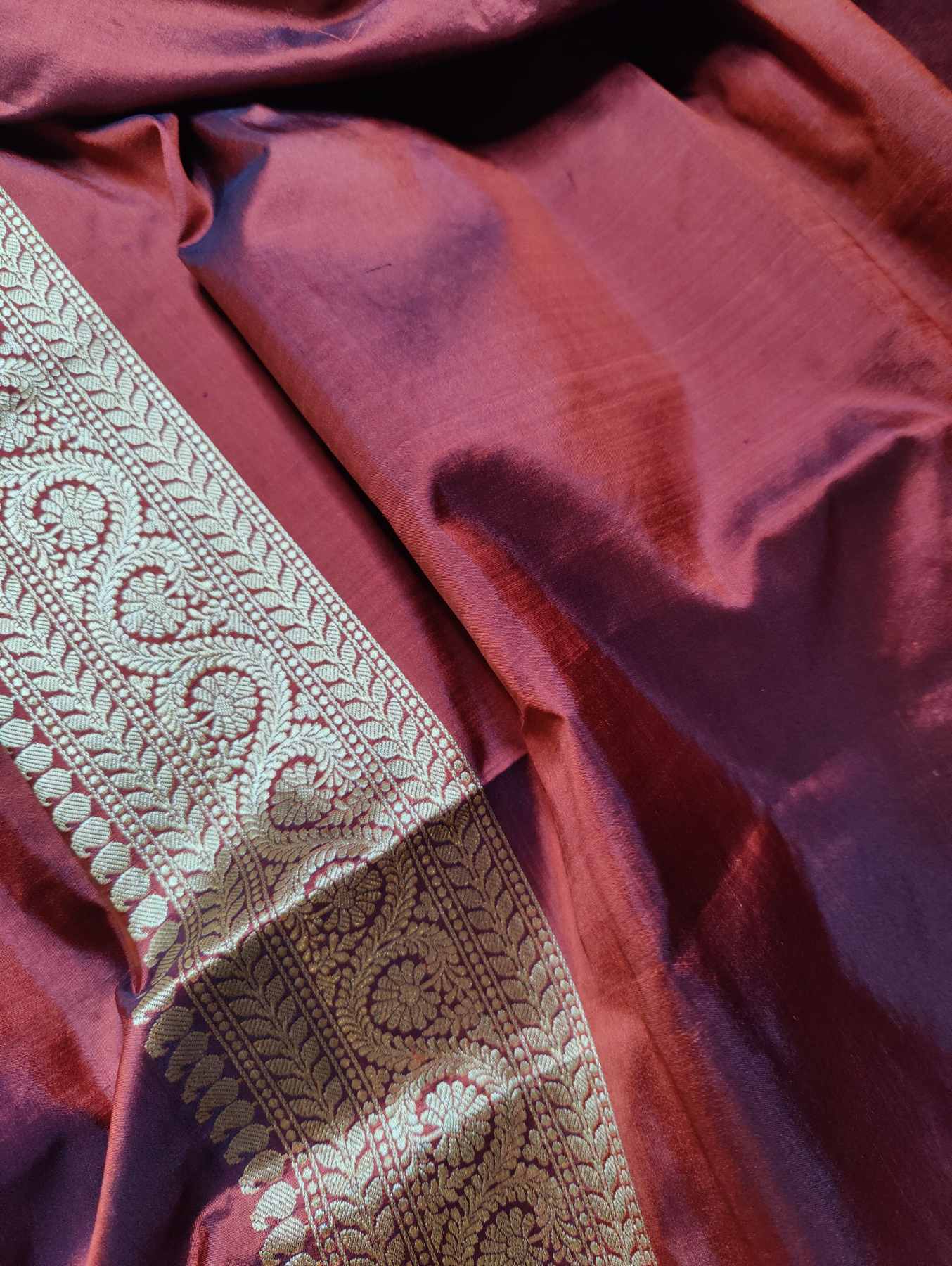 RUST SILK PURE HANDLOOM BANARASI SAREE