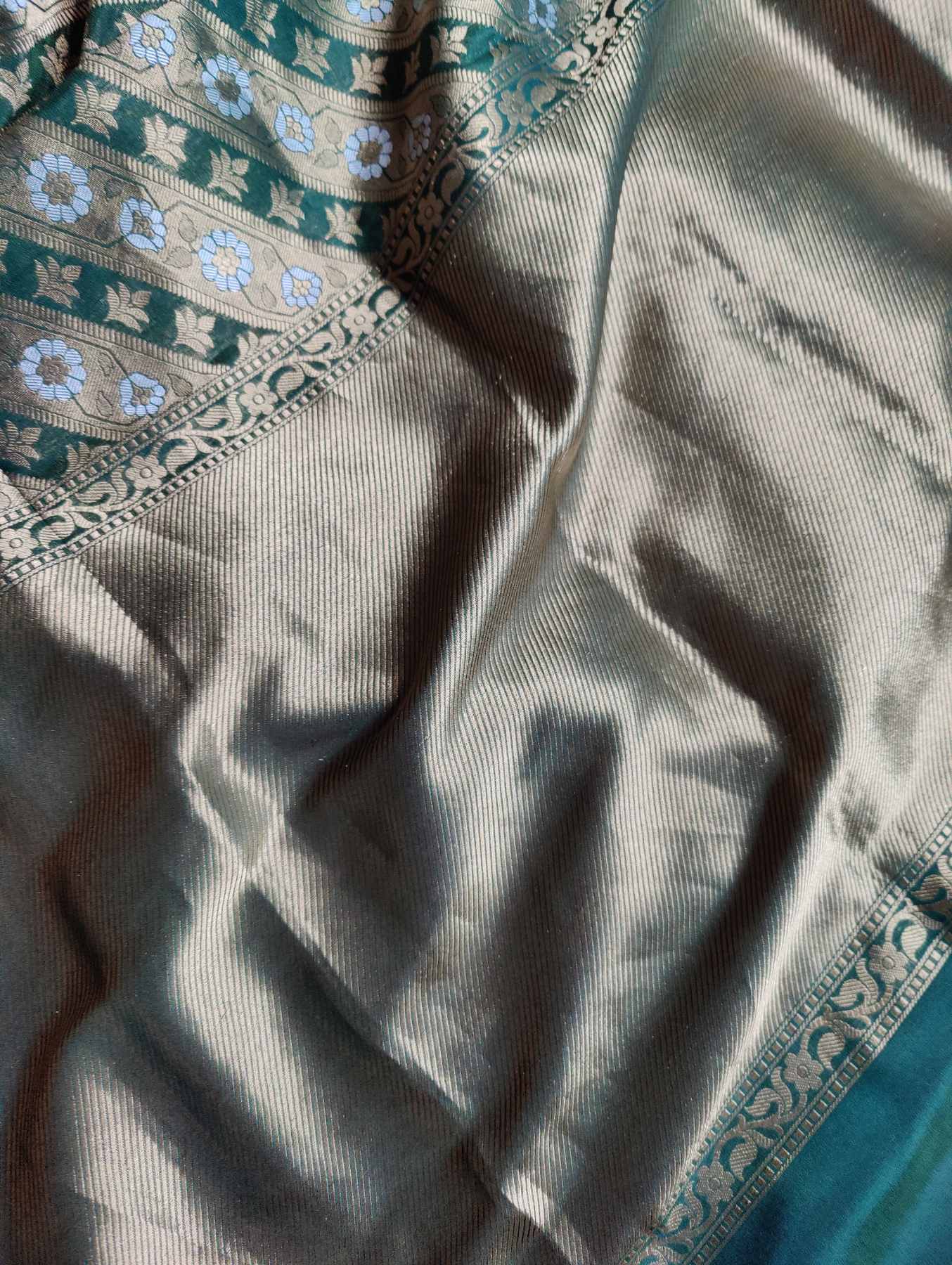 BOTTLE GREEN SILK PURE HANDLOOM BANARASI SAREE