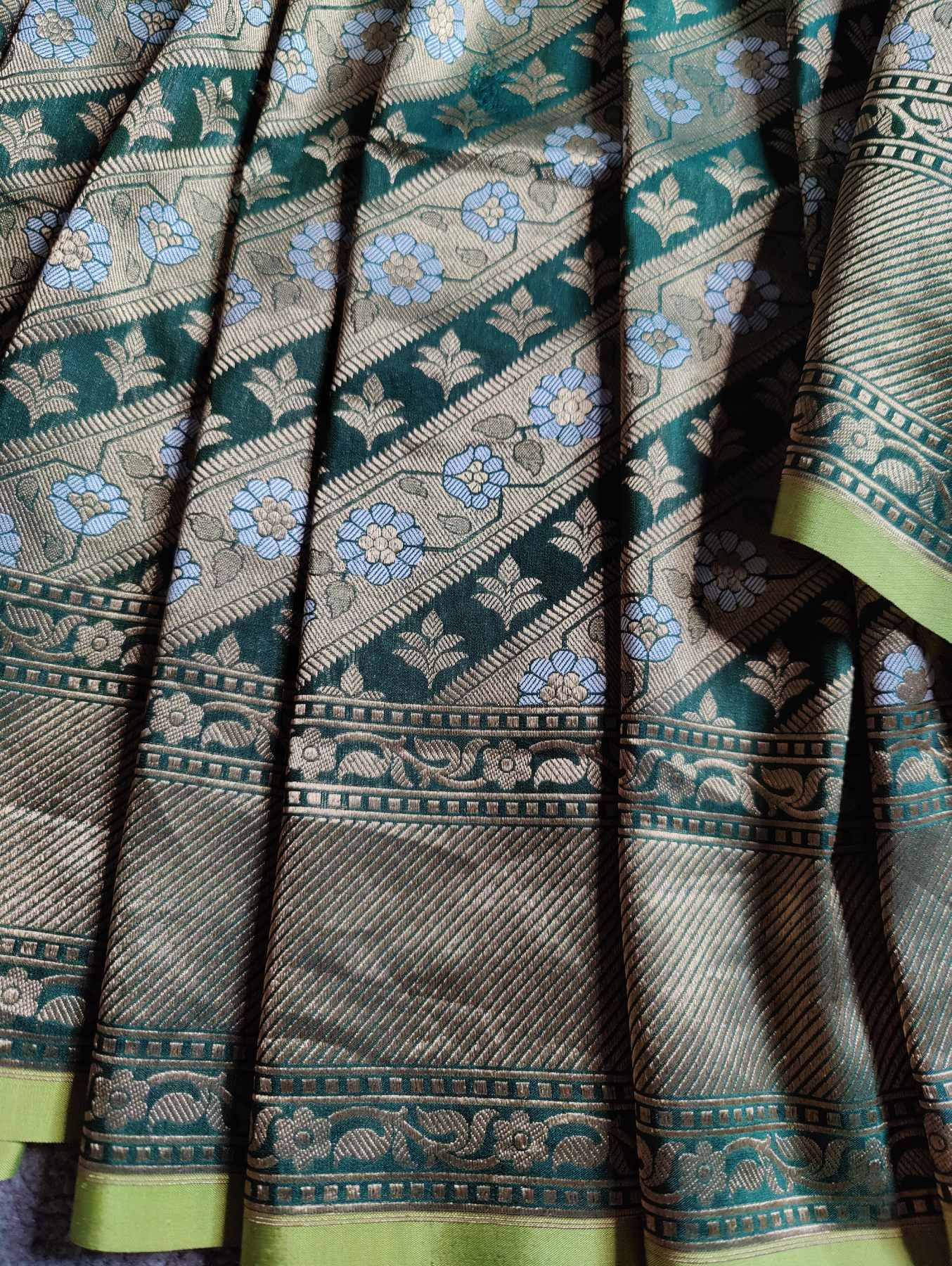 BOTTLE GREEN SILK PURE HANDLOOM BANARASI SAREE