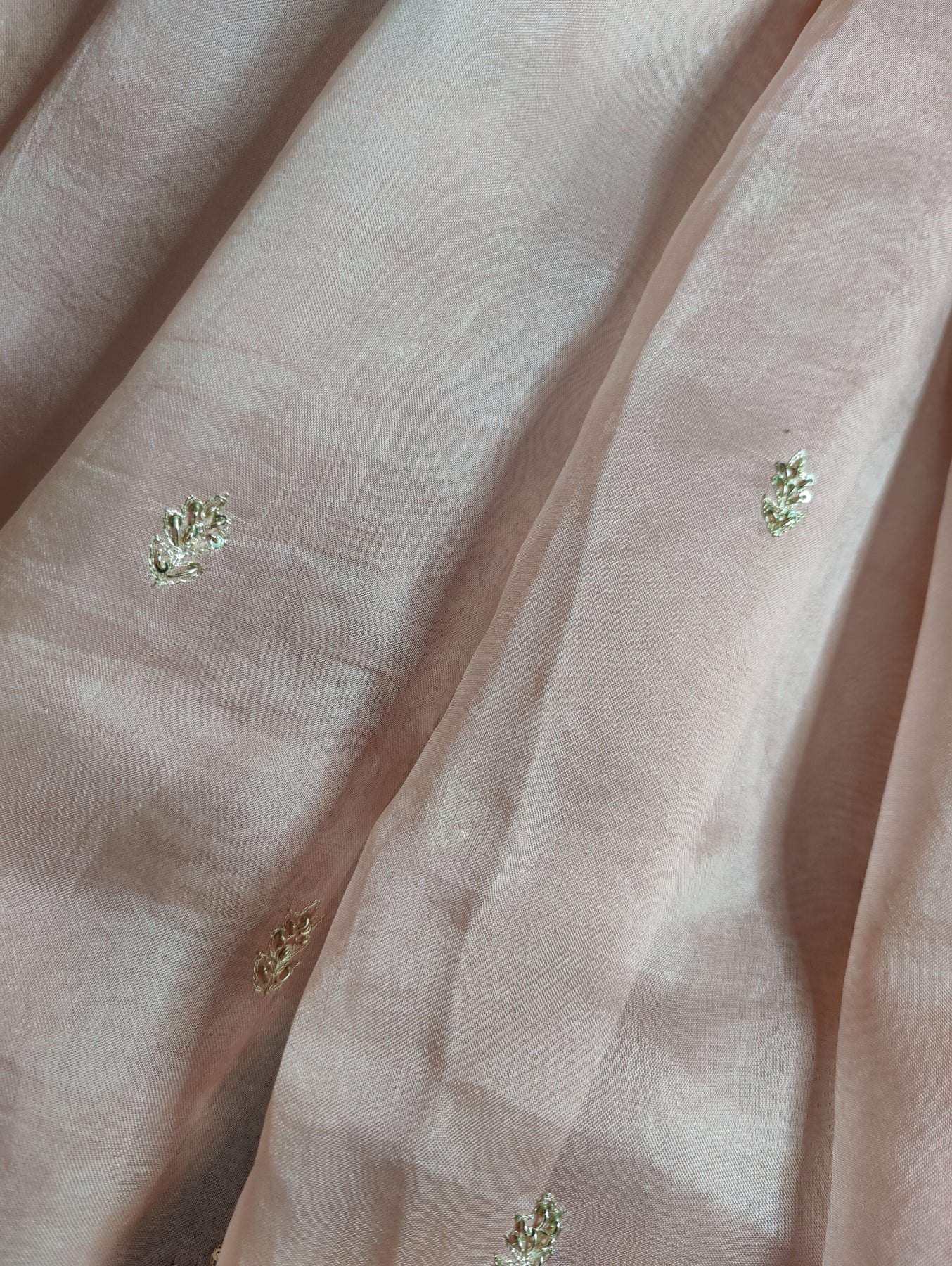 PEACH ORGANZA PURE HANDLOOM EMBROIDERY SAREE