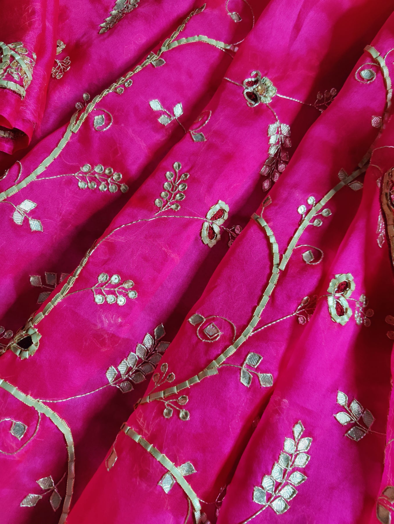 FLORISSANT PINK ORGANZA PURE HANDLOOM EMBROIDERY SAREE