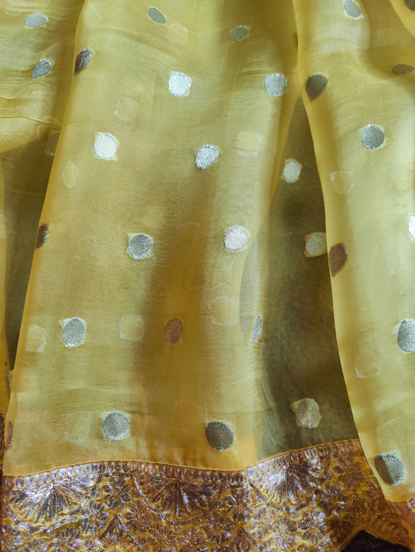 YELLOW ORGANZA PURE HANDLOOM EMBROIDERY SAREE