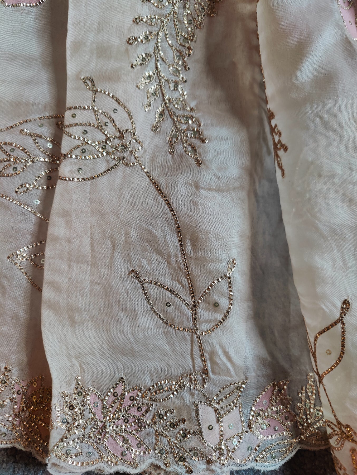 LIGHT PEACH ORGANZA PURE HANDLOOM EMBROIDERY SAREE