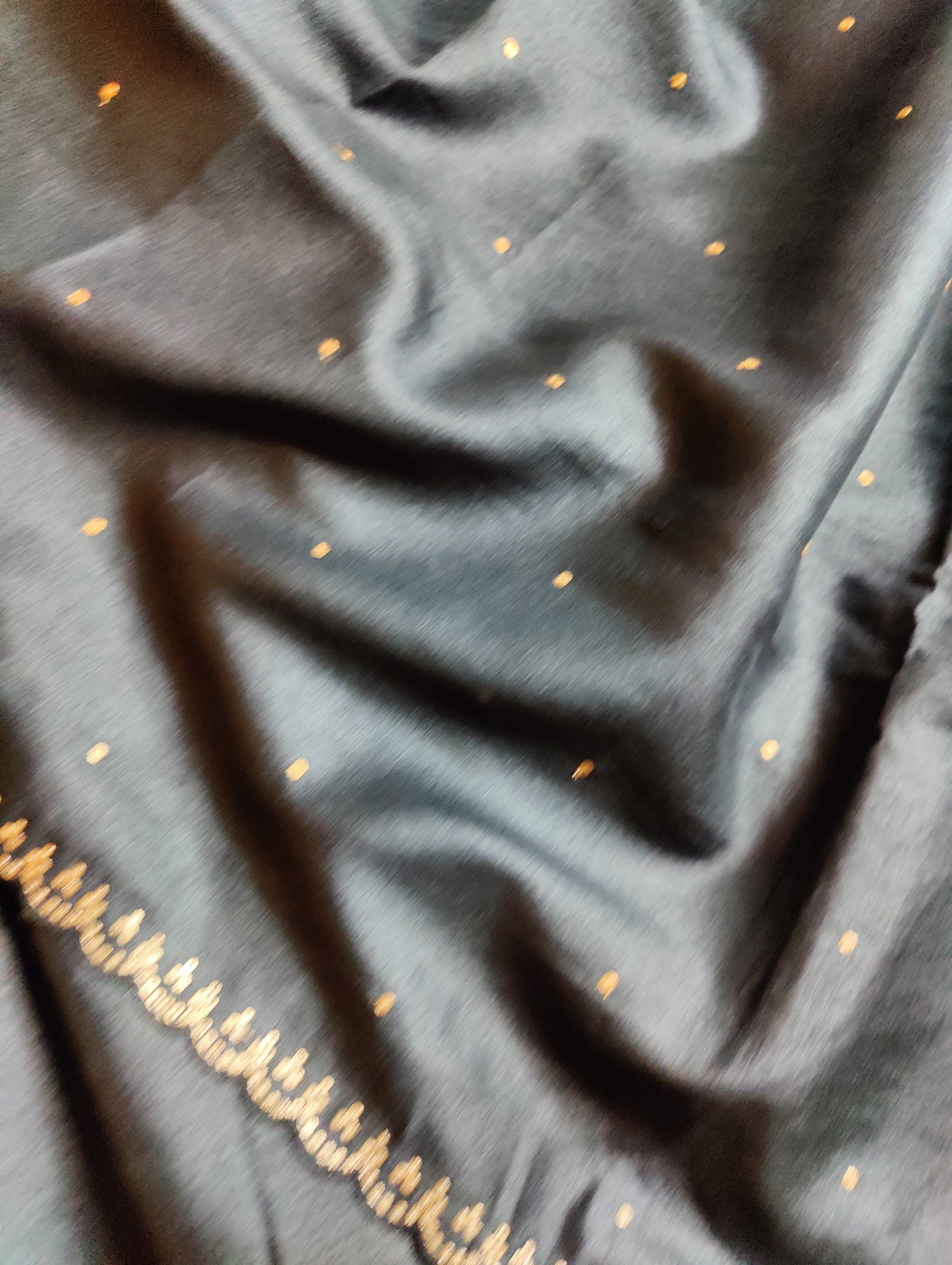 BLACK TUSSAR SILK PURE HANDLOOM EMBROIDERY SAREE