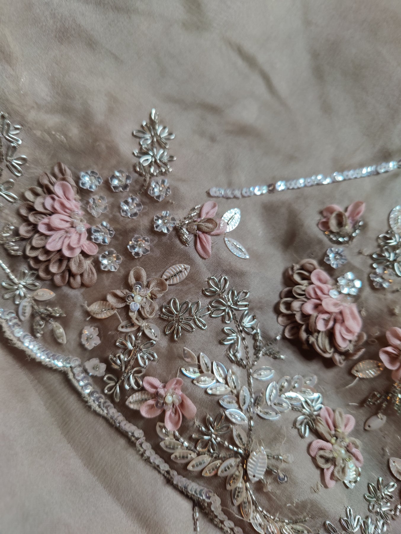 CHIKOO ORGANZA PURE HANDLOOM EMBROIDERY SAREE