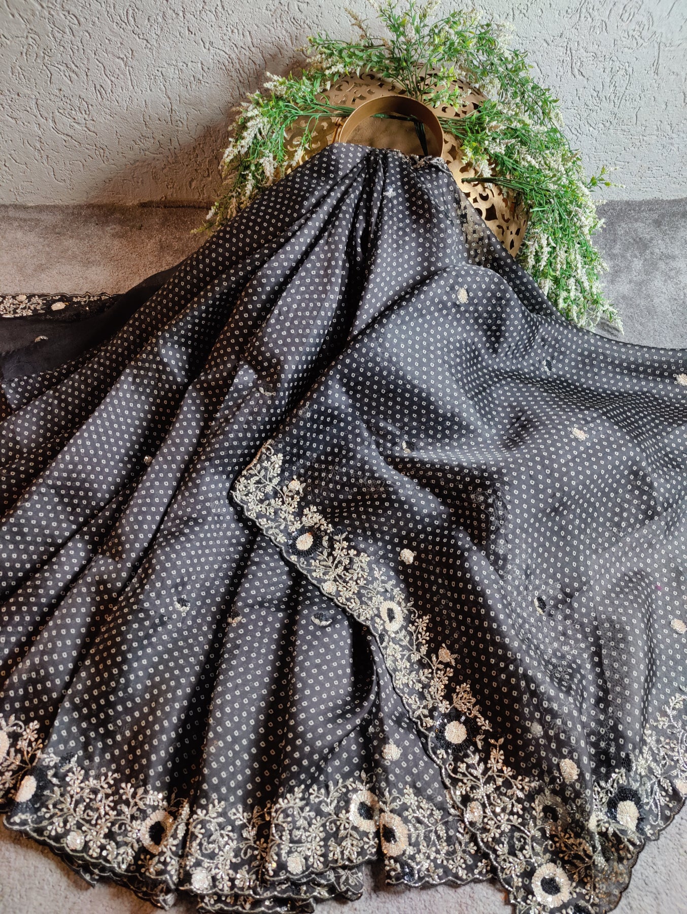 BLACK ORGANZA PURE HANDLOOM EMBROIDERY SAREE