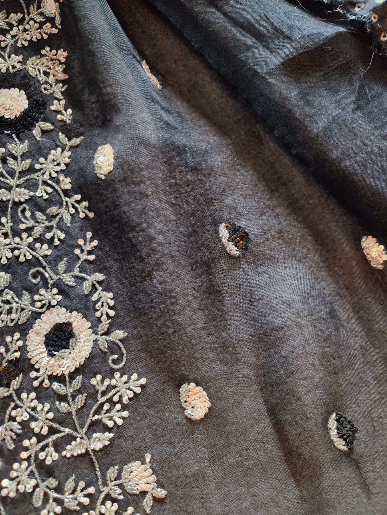 BLACK ORGANZA PURE HANDLOOM EMBROIDERY SAREE