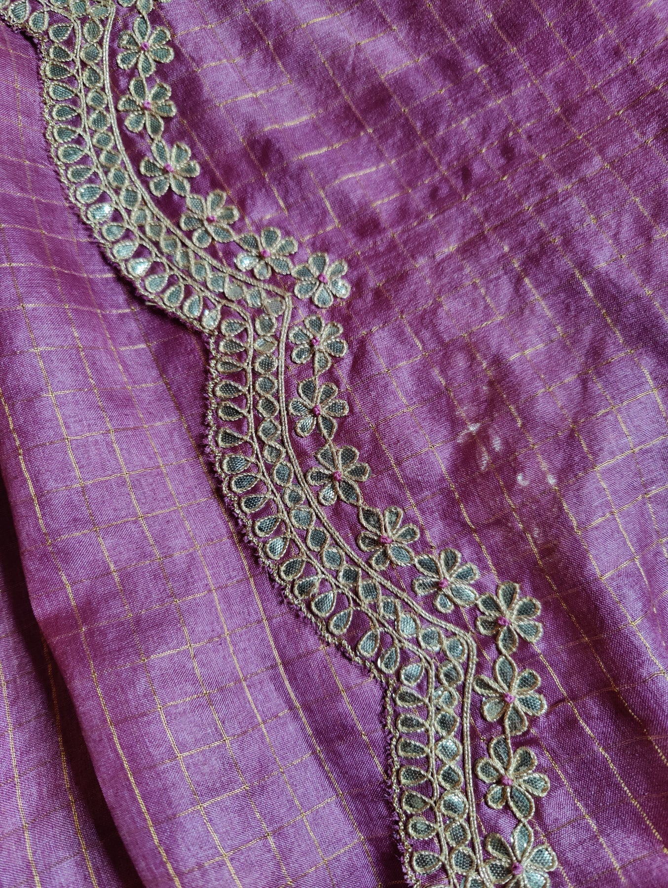 WINE TASSAR SILK PURE HANDLOOM EMBROIDERY SAREE