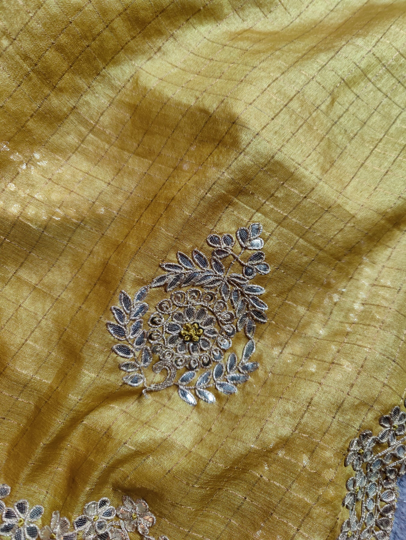 YELLOW TASSAR SILK PURE HANDLOOM EMBROIDERY SAREE
