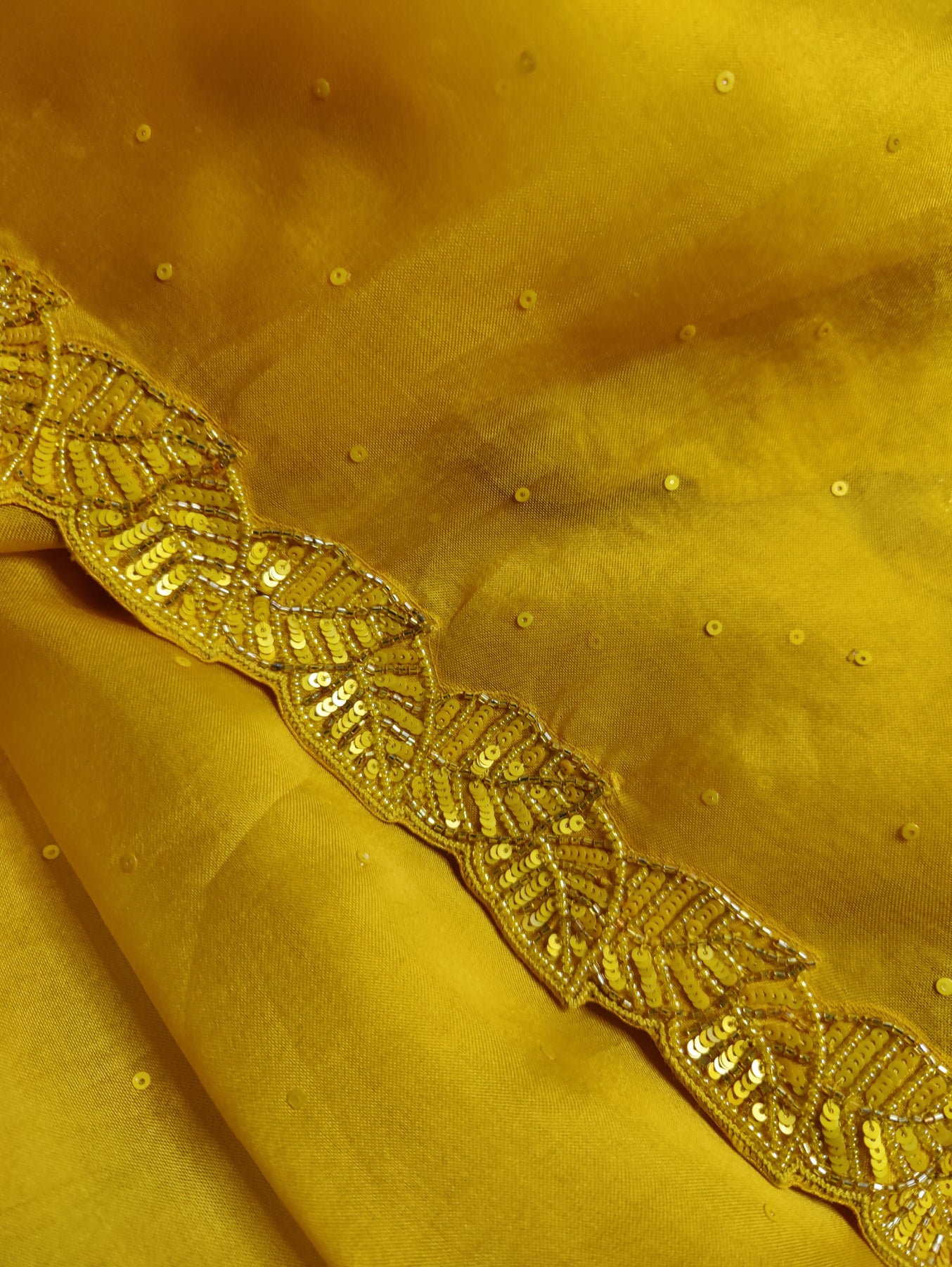 TURMERIC YELLOW ORGANZA PURE HANDLOOM EMBROIDERY SAREE