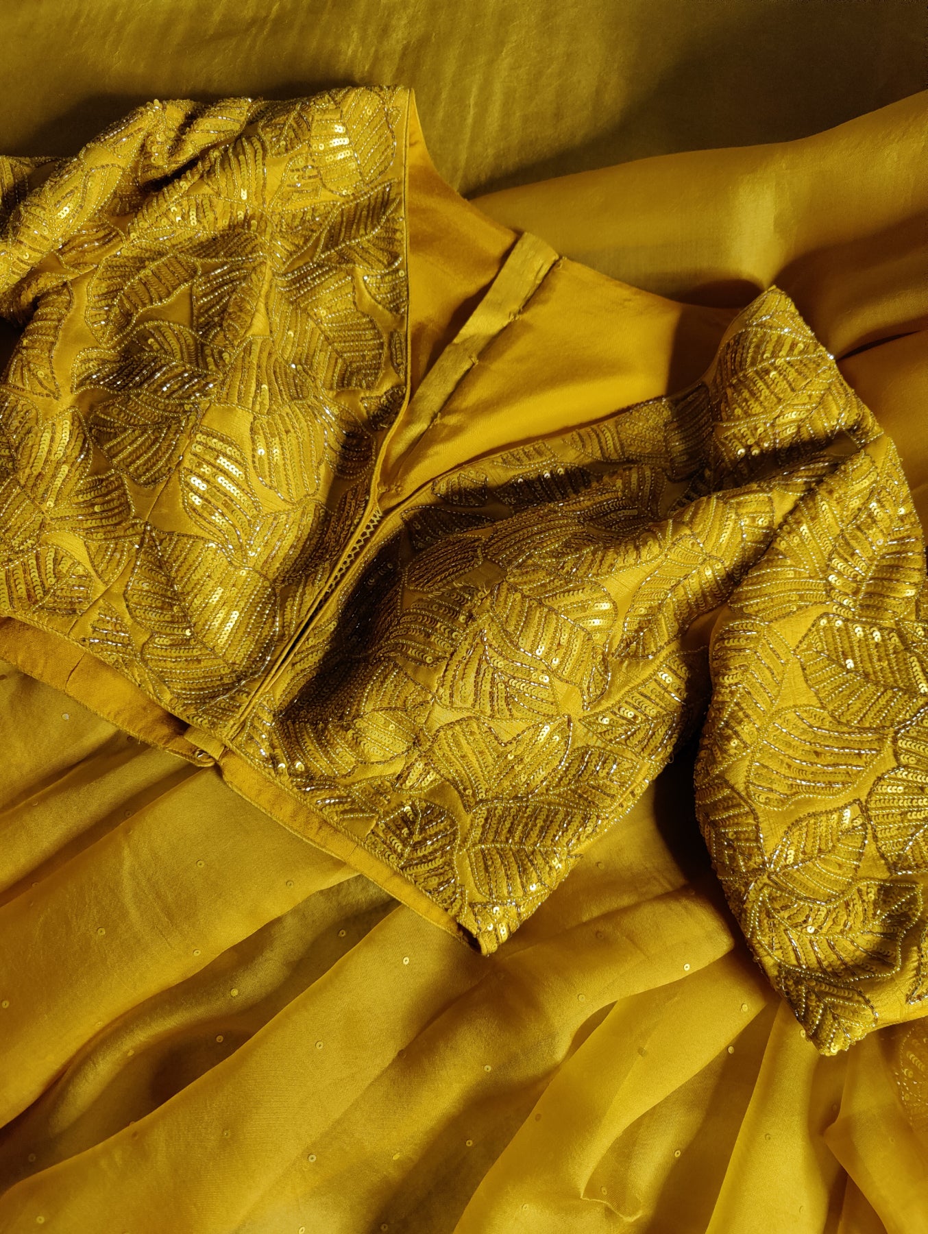 TURMERIC YELLOW ORGANZA PURE HANDLOOM EMBROIDERY SAREE