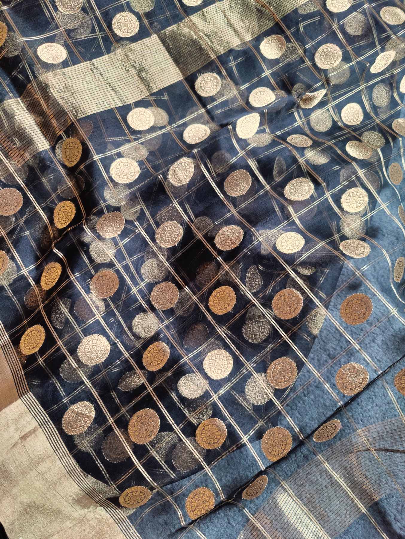 BLACK SILK PURE HANDLOOM CHANDERI SAREE