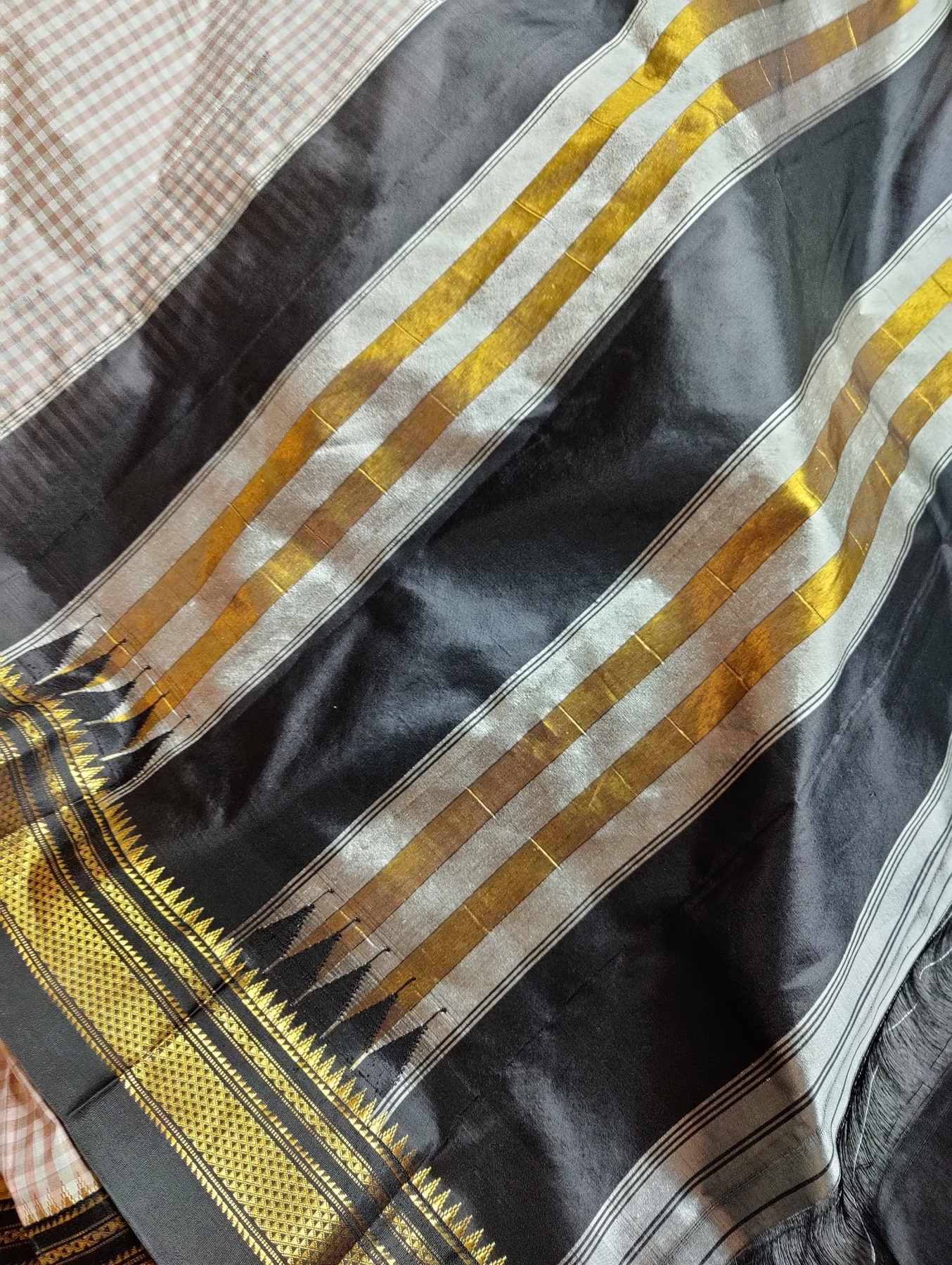 NUDE PINK SILK PURE HANDLOOM IRKAL SAREE