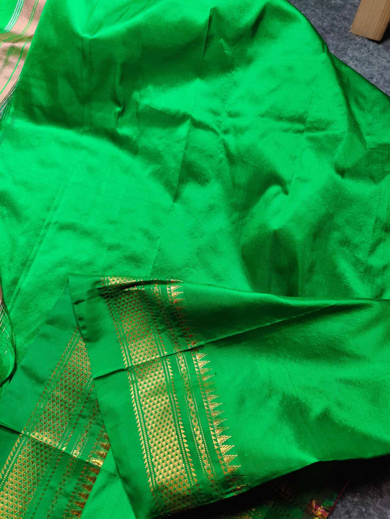 GREEN PINK SILK PURE HANDLOOM IRKAL SAREE