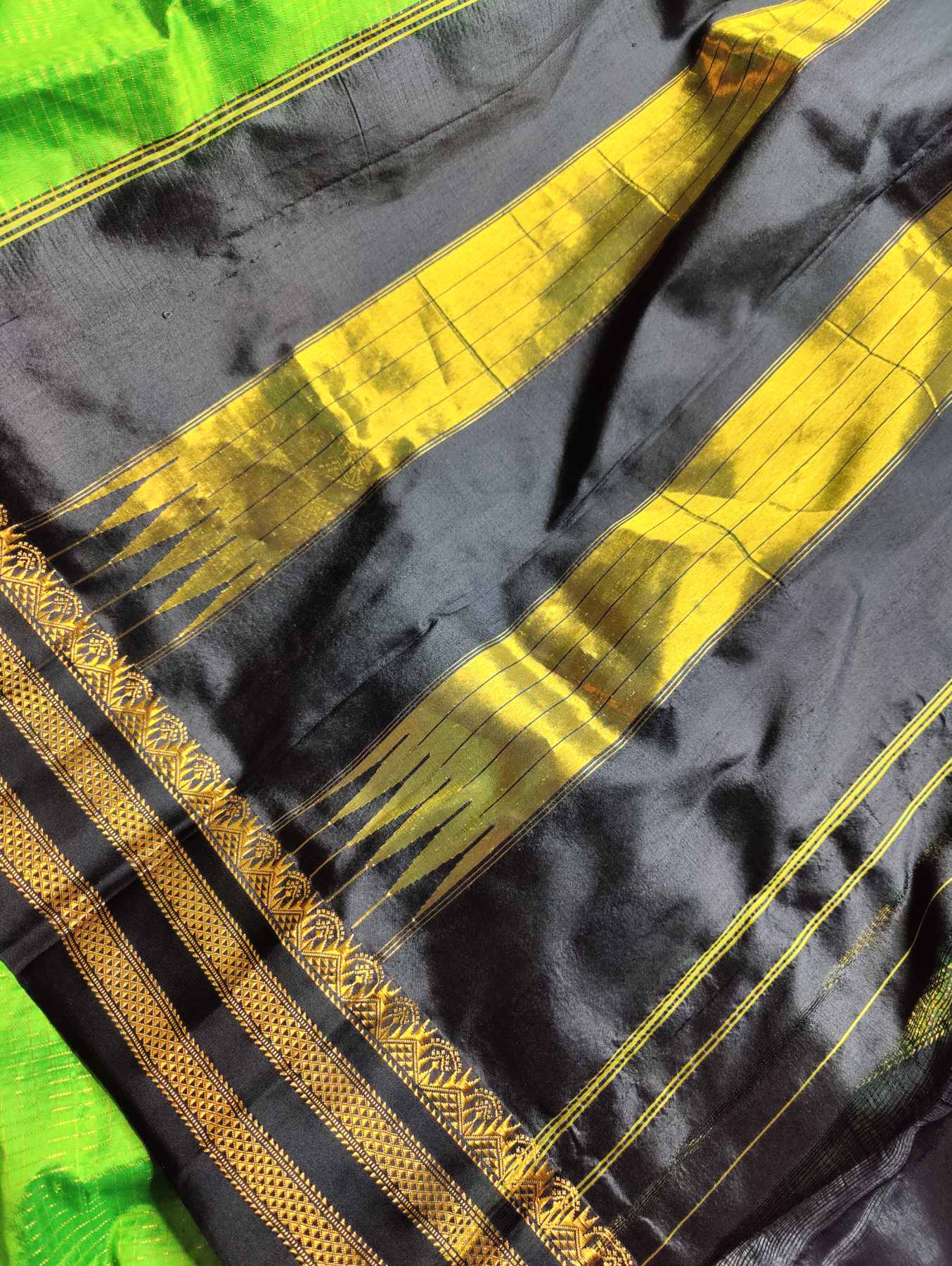 GREEN SILK PURE HANDLOOM IRKAL SAREE
