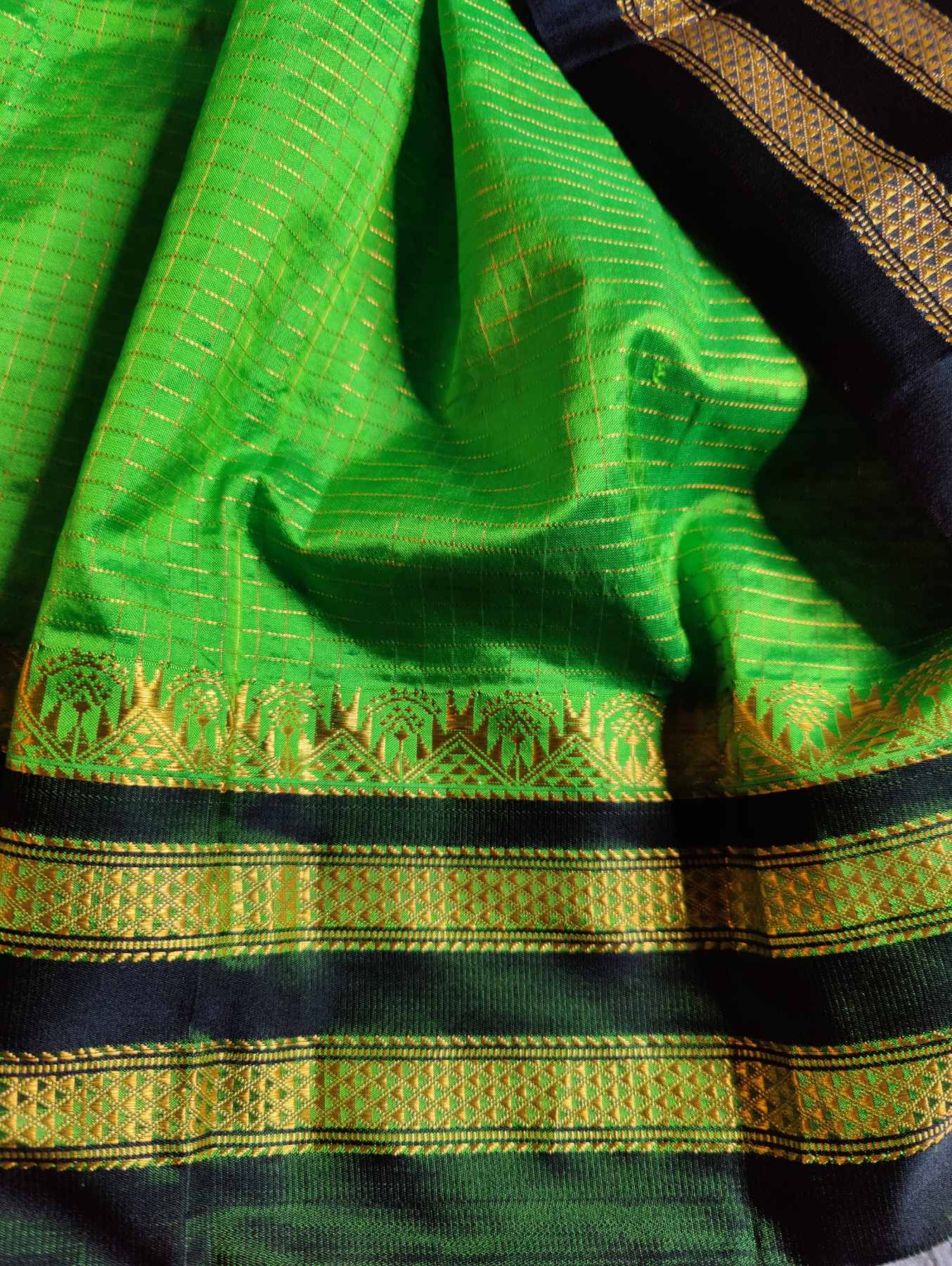 GREEN SILK PURE HANDLOOM IRKAL SAREE