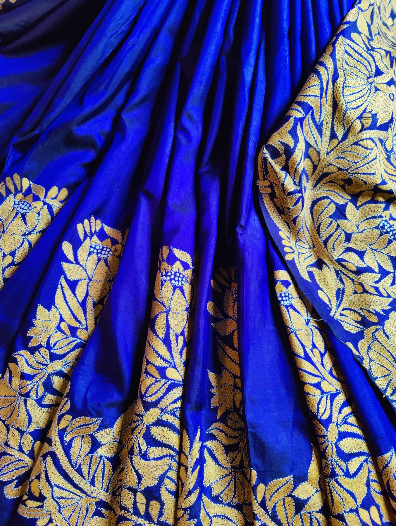 PURPLE SILK PURE HANDLOOM KANTHA SAREE