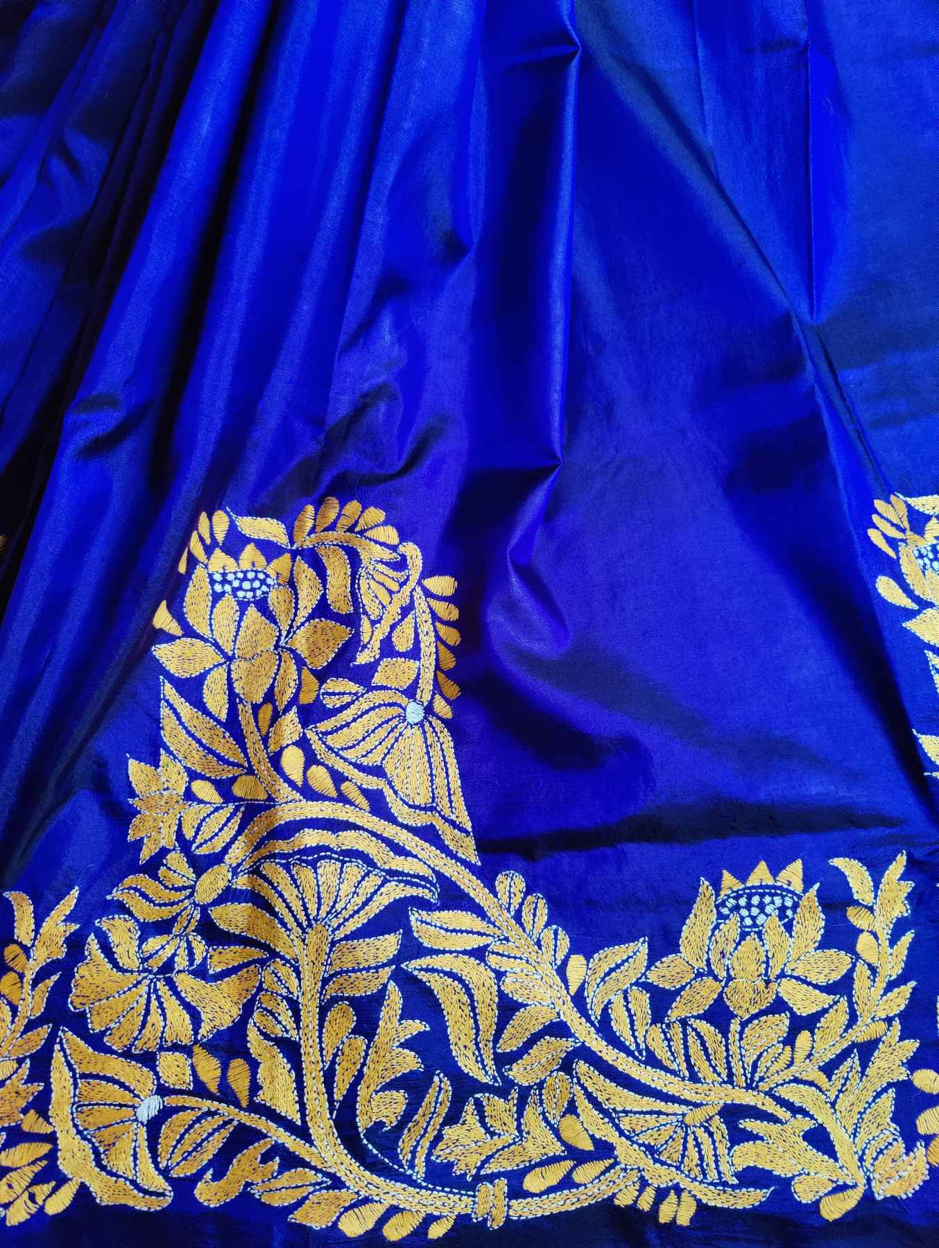 PURPLE SILK PURE HANDLOOM KANTHA SAREE