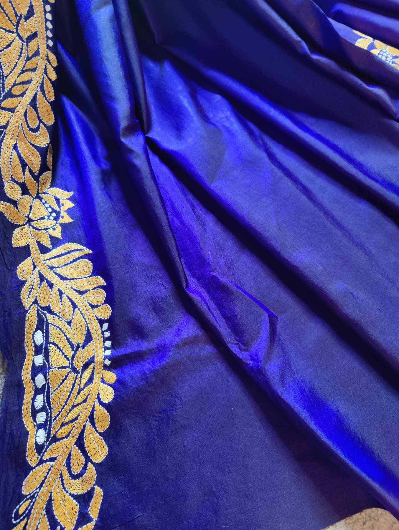 PURPLE SILK PURE HANDLOOM KANTHA SAREE