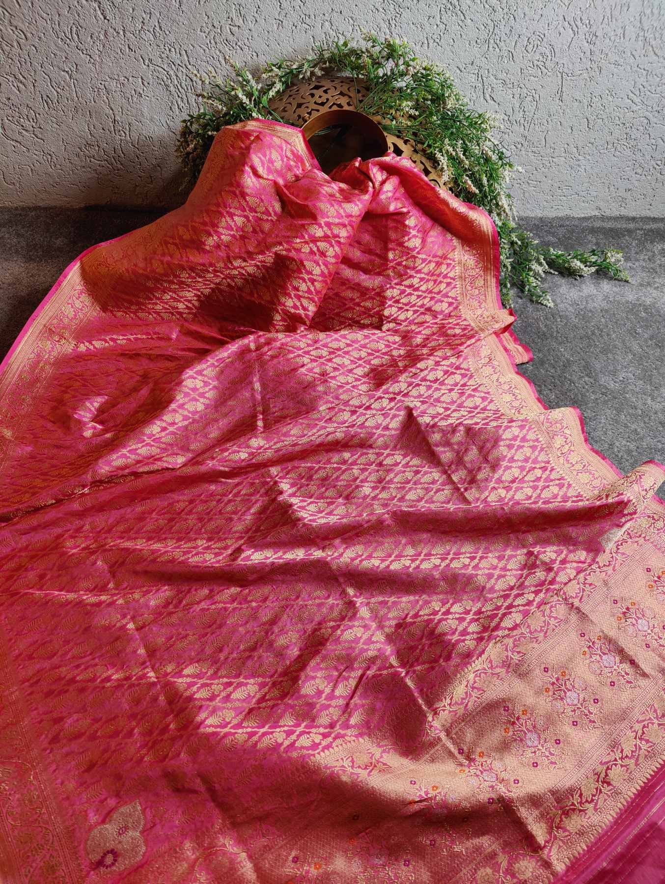 PINK SILK PURE HANDLOOM BANARASI DUPATTA