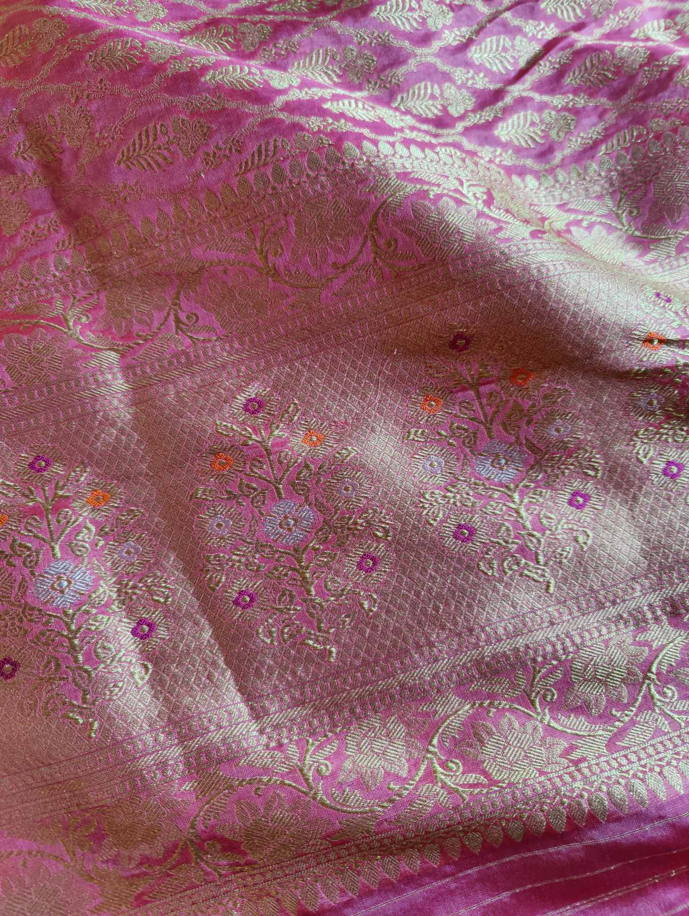 PINK SILK PURE HANDLOOM BANARASI DUPATTA