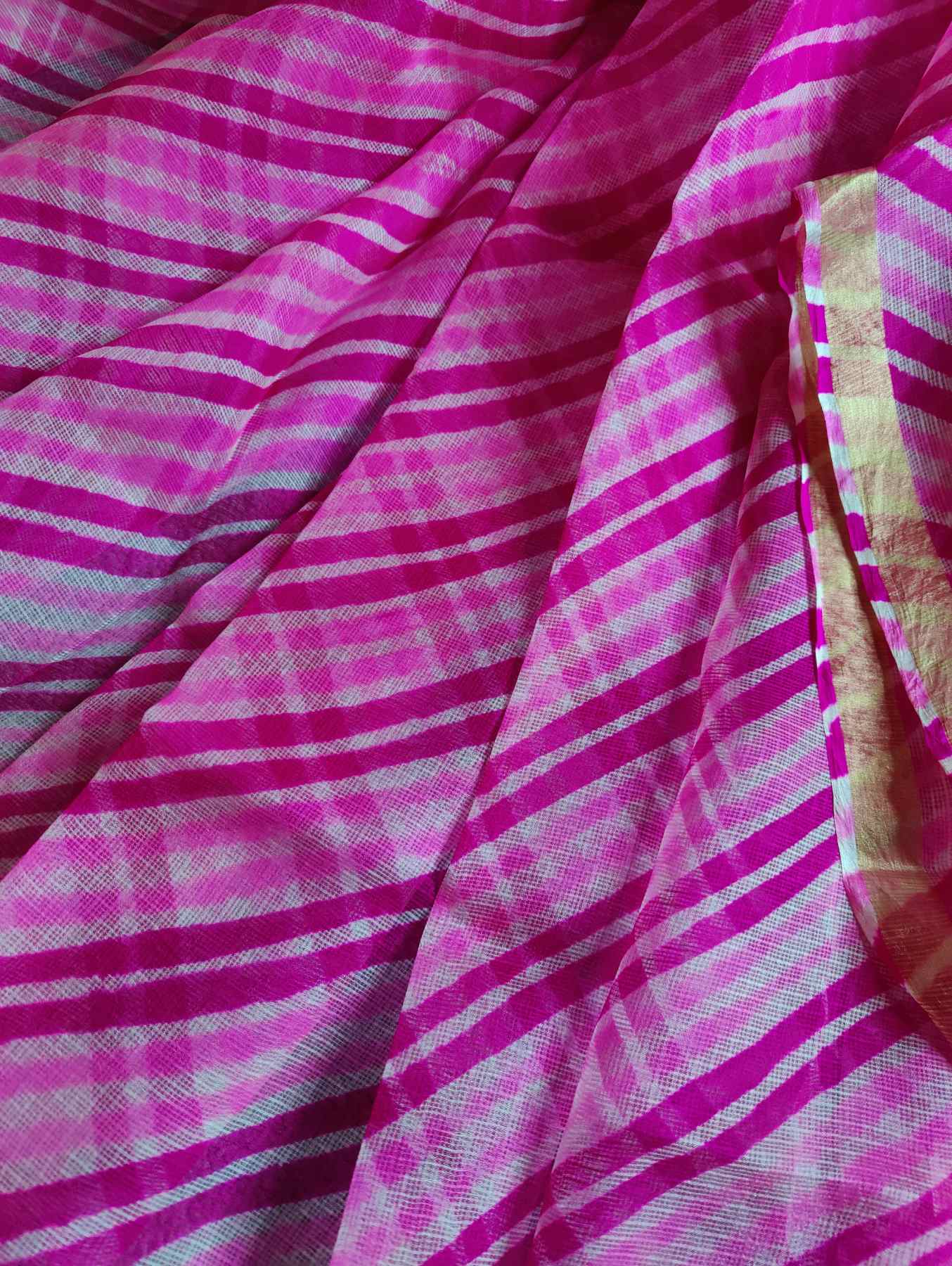 PINK KOTA  PURE HANDLOOM LEHERIYA SAREE