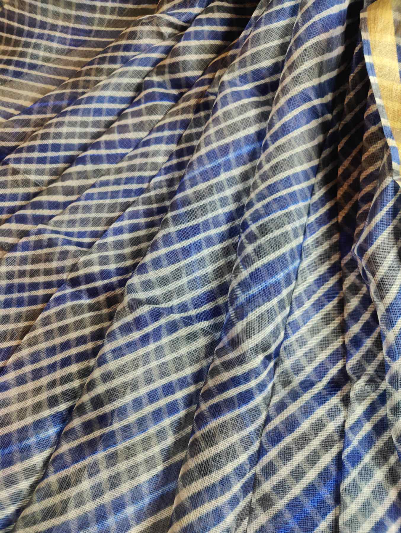 MIDNIGHT BLUE KOTA  PURE HANDLOOM LEHERIYA SAREE