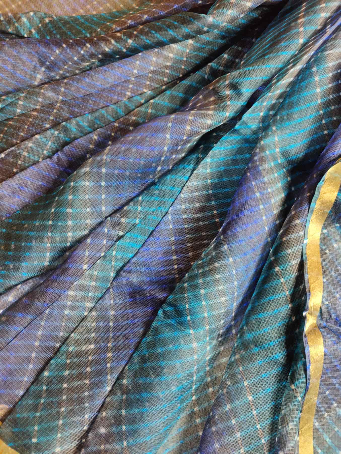 BLACKISH BLUE  KOTA  PURE HANDLOOM LEHERIYA SAREE