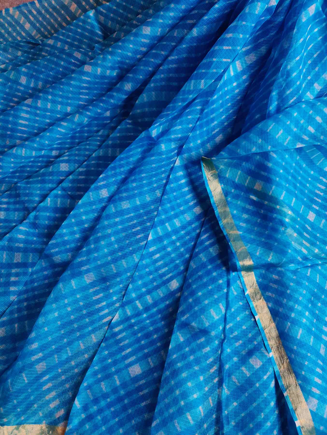 BLUE  KOTA  PURE HANDLOOM LEHERIYA SAREE