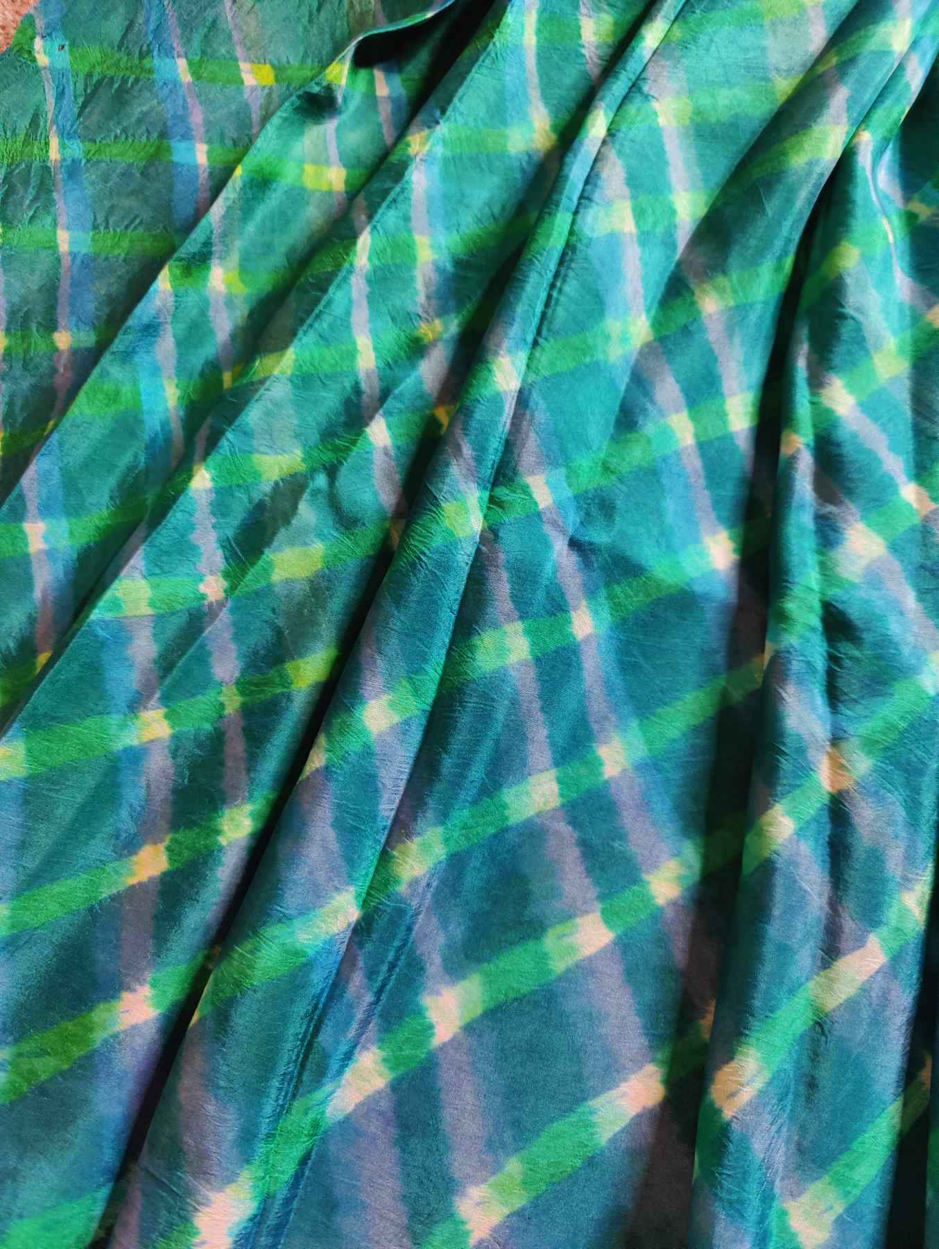 BLUE MULBERRY SILK PURE HANDLOOM LEHERIYA SAREE