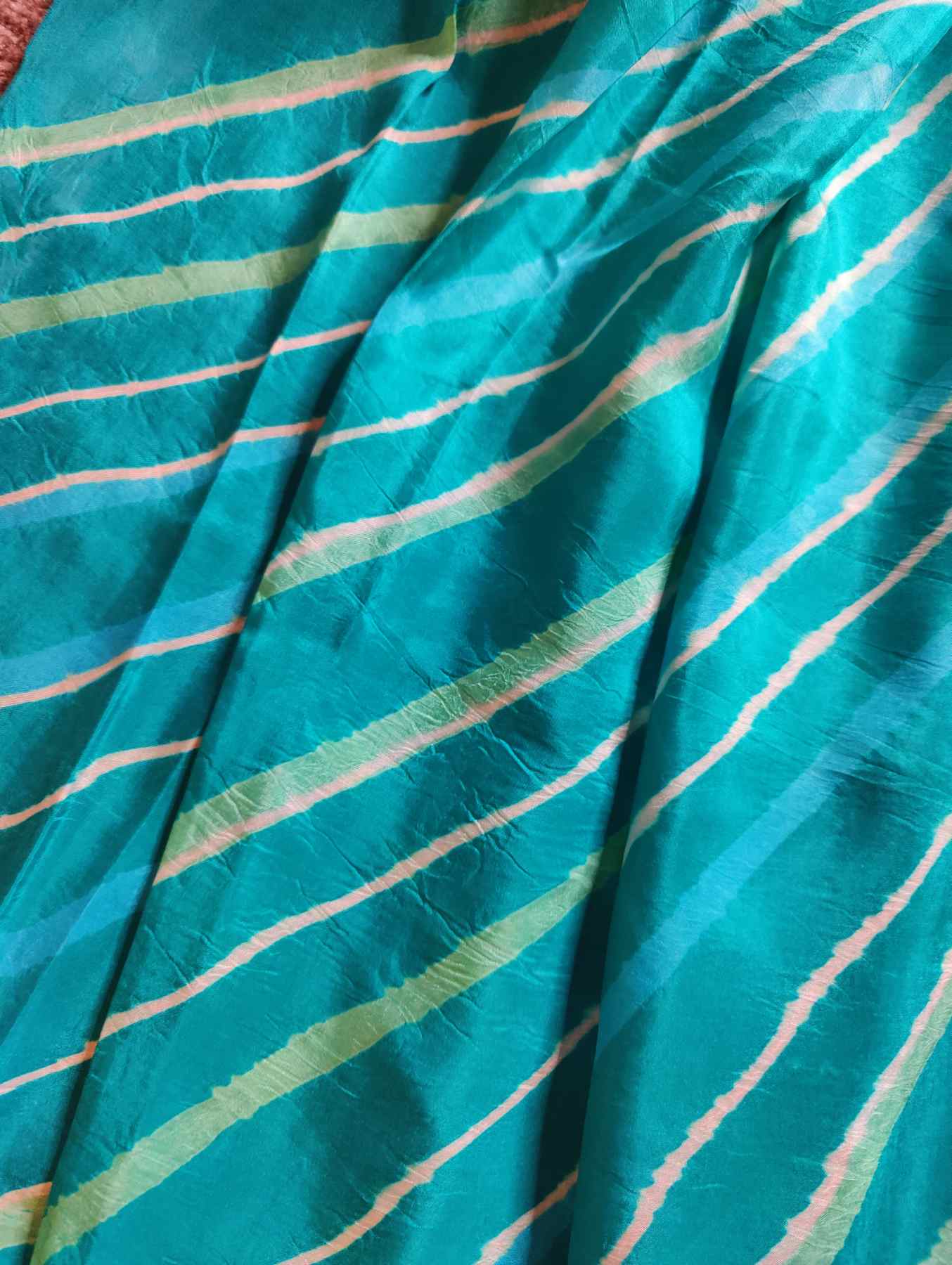 BLUE MULBERRY SILK PURE HANDLOOM LEHERIYA SAREE