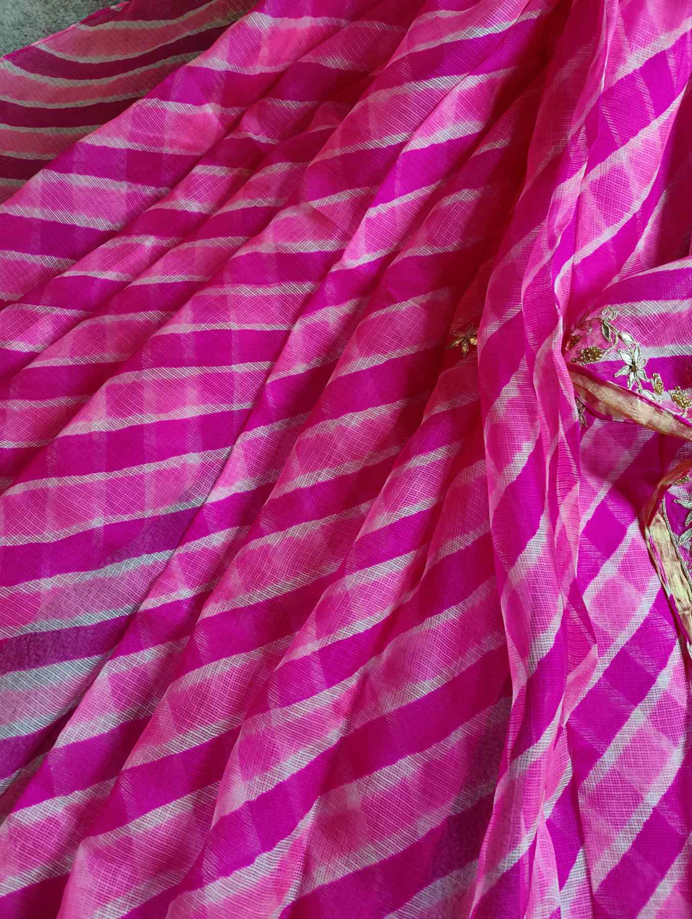 PINK KOTA  PURE HANDLOOM LEHERIYA SAREE