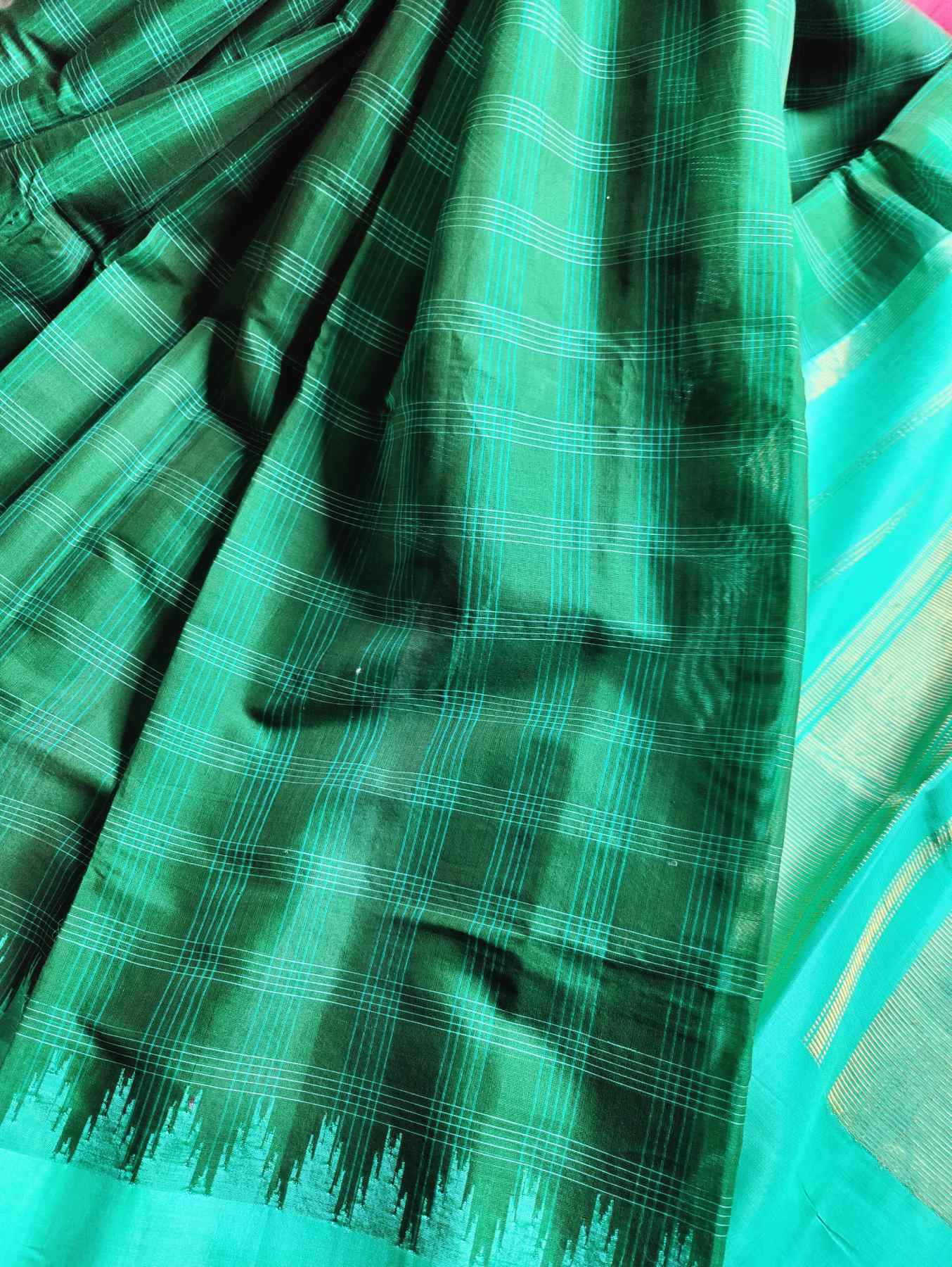 GREEN SICO PURE HANDLOOM GADWAL SAREE