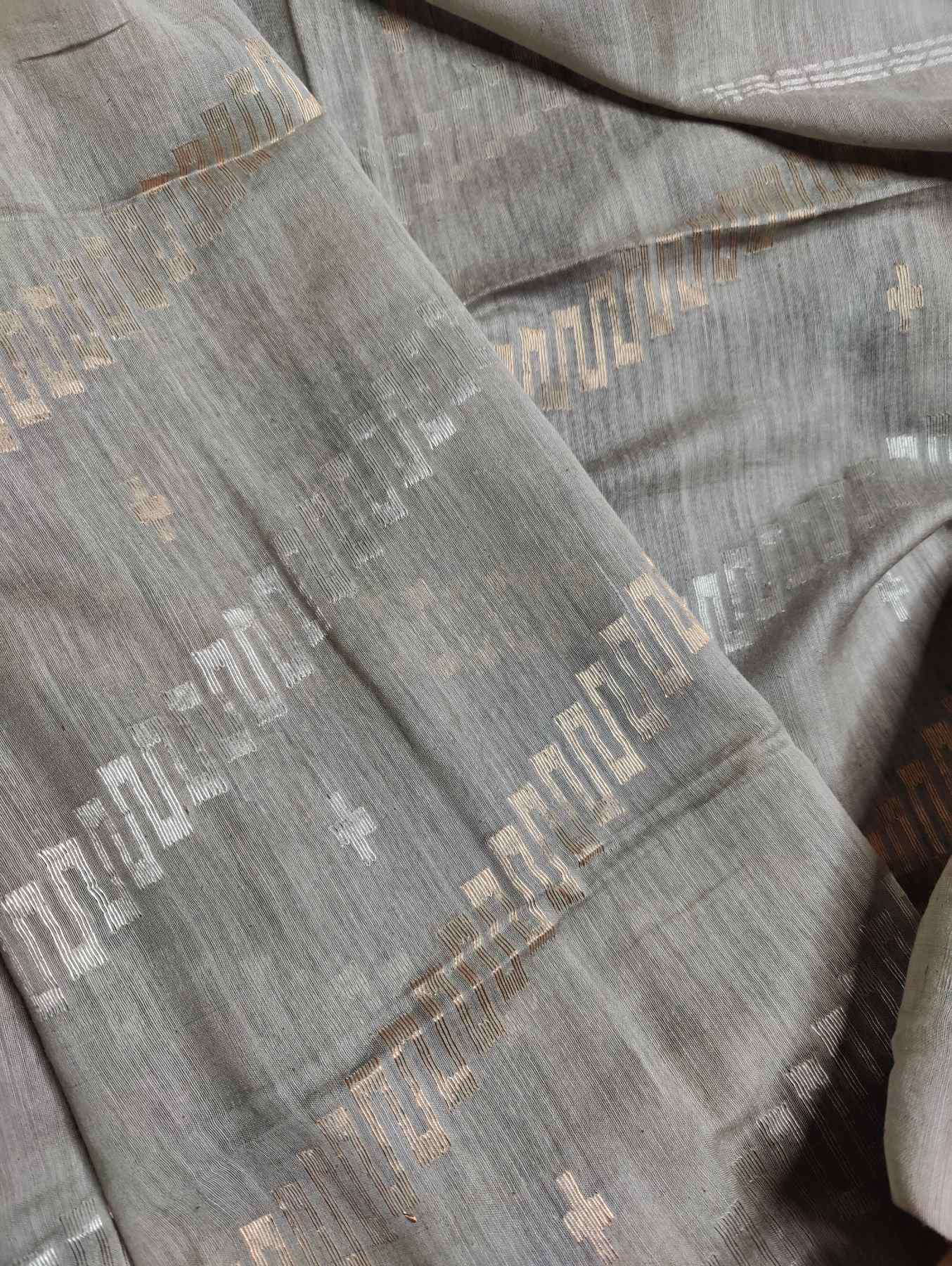GREY COTTON PURE HANDLOOM MUL COTTON SAREE