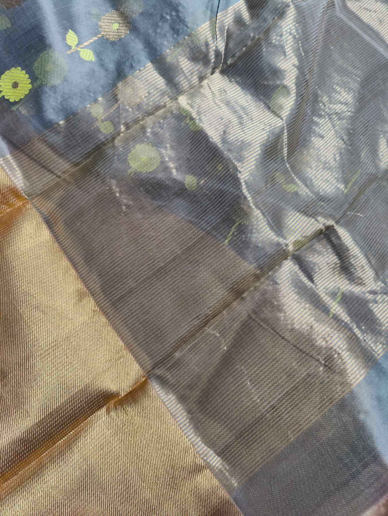 GREY PATTU SILK PURE HANDLOOM CHANDERI SAREE