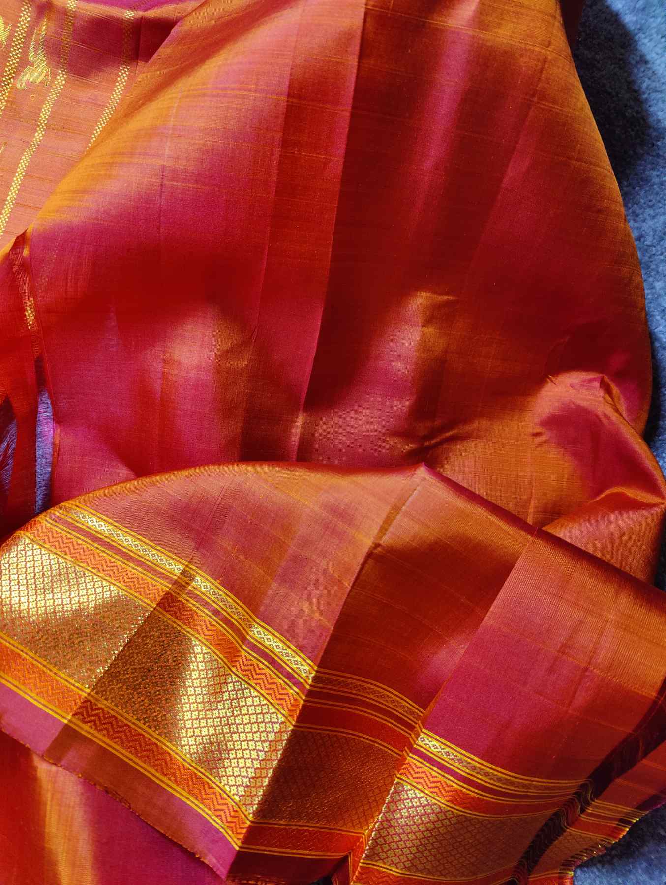 ORANGE  SILK PURE HANDLOOM KANJIVARAM SAREE