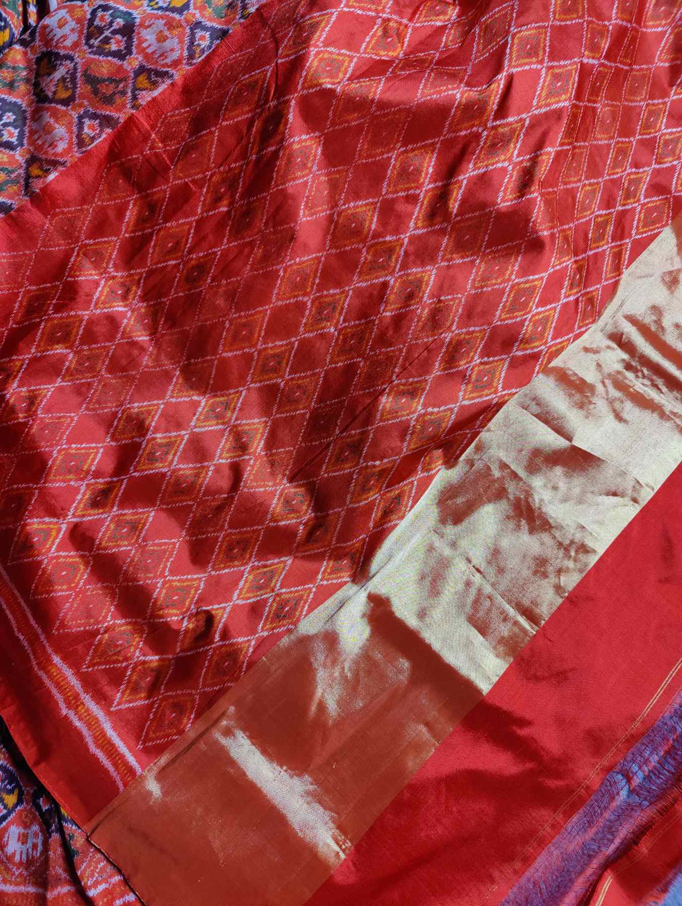 ORANGE SILK PURE HANDLOOM IKKAT SAREE