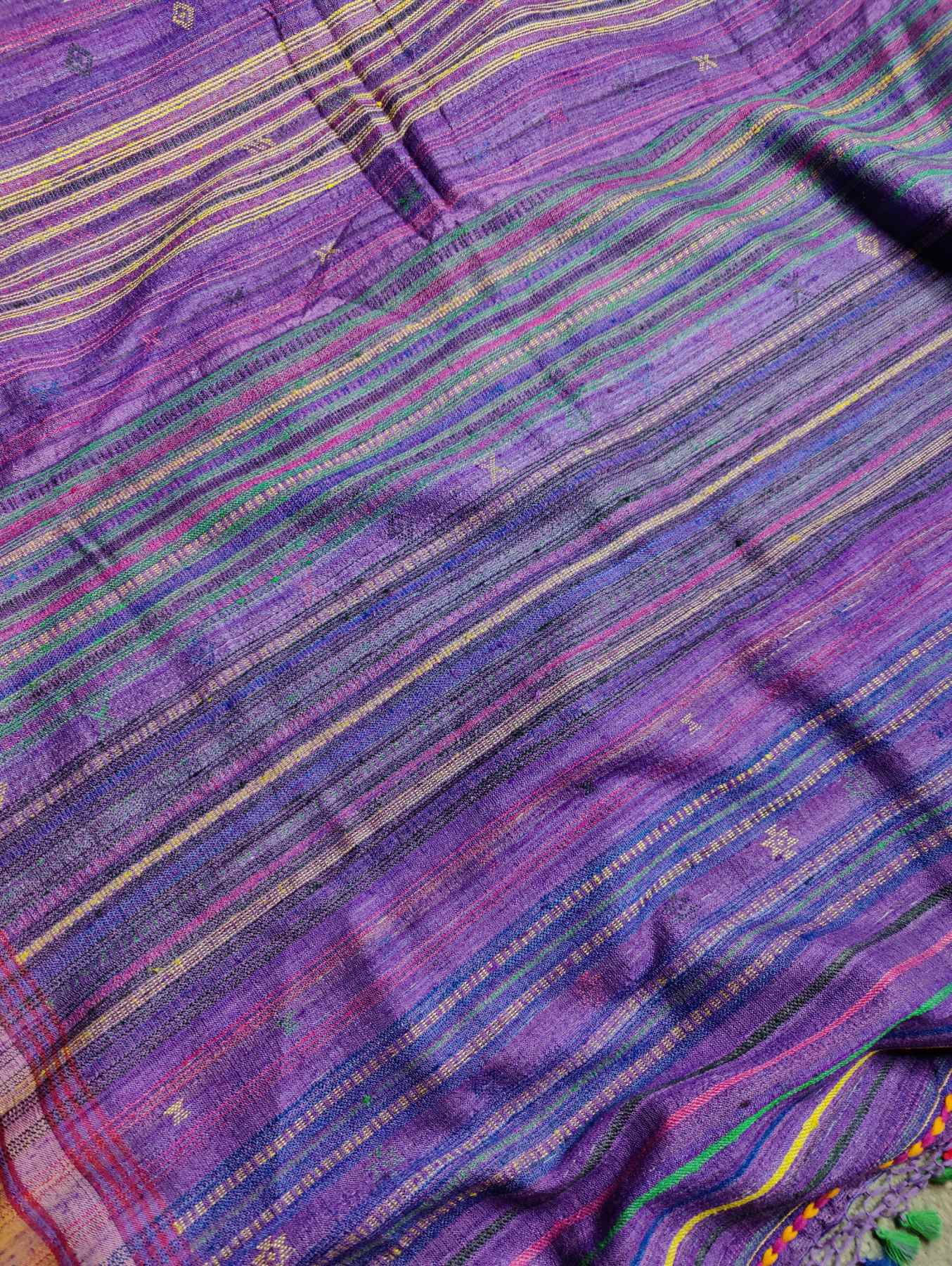 PURPLE TUSSAR PURE HANDLOOM BHUJODI SAREE