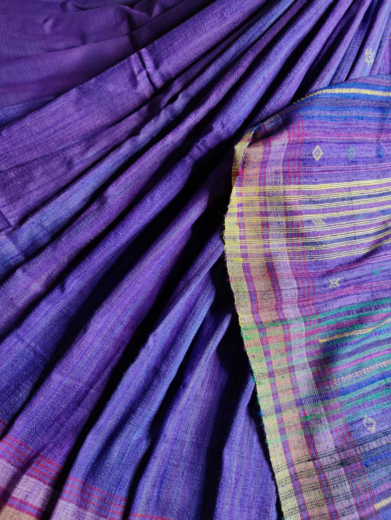 PURPLE TUSSAR PURE HANDLOOM BHUJODI SAREE