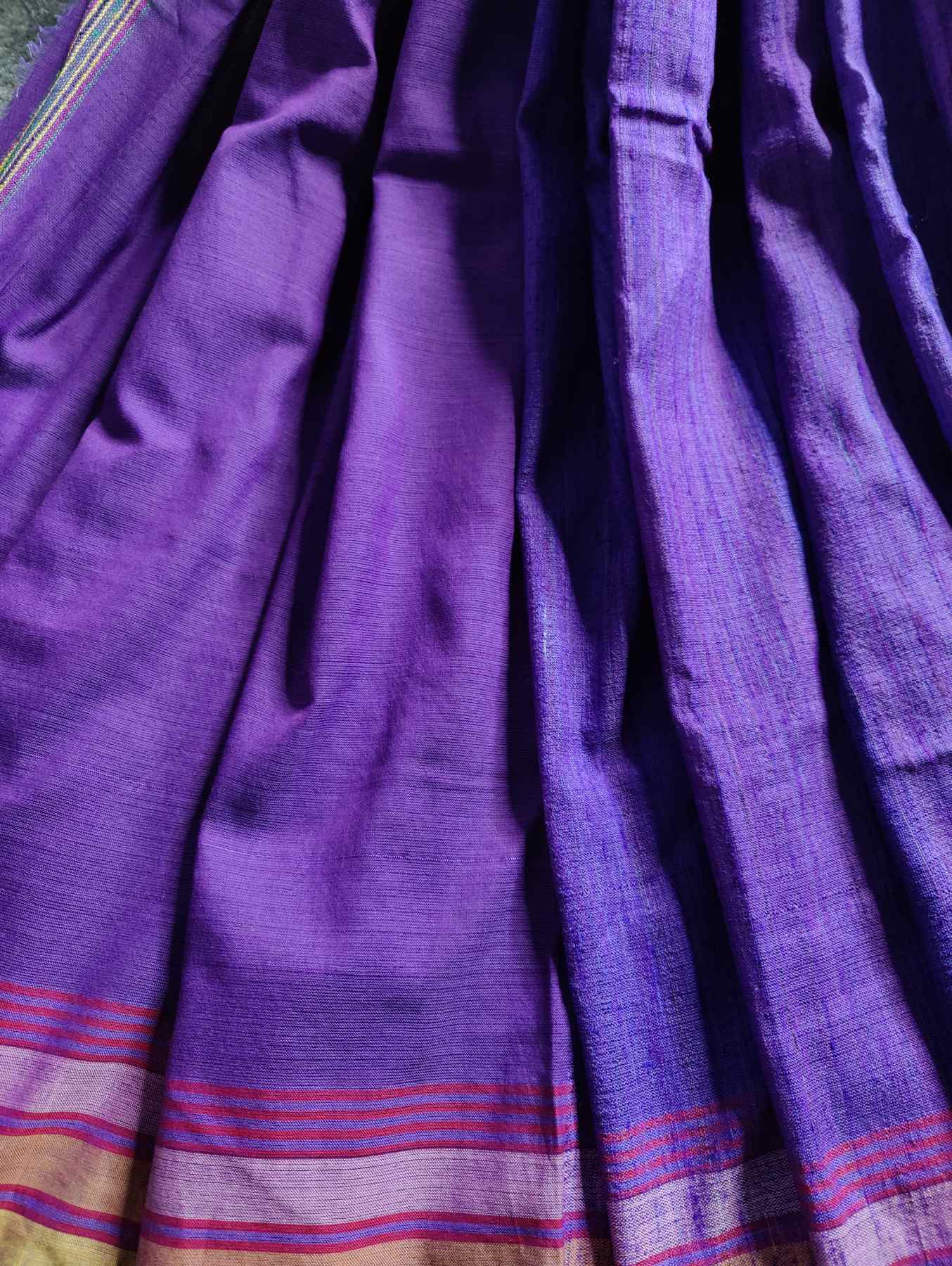 PURPLE TUSSAR PURE HANDLOOM BHUJODI SAREE