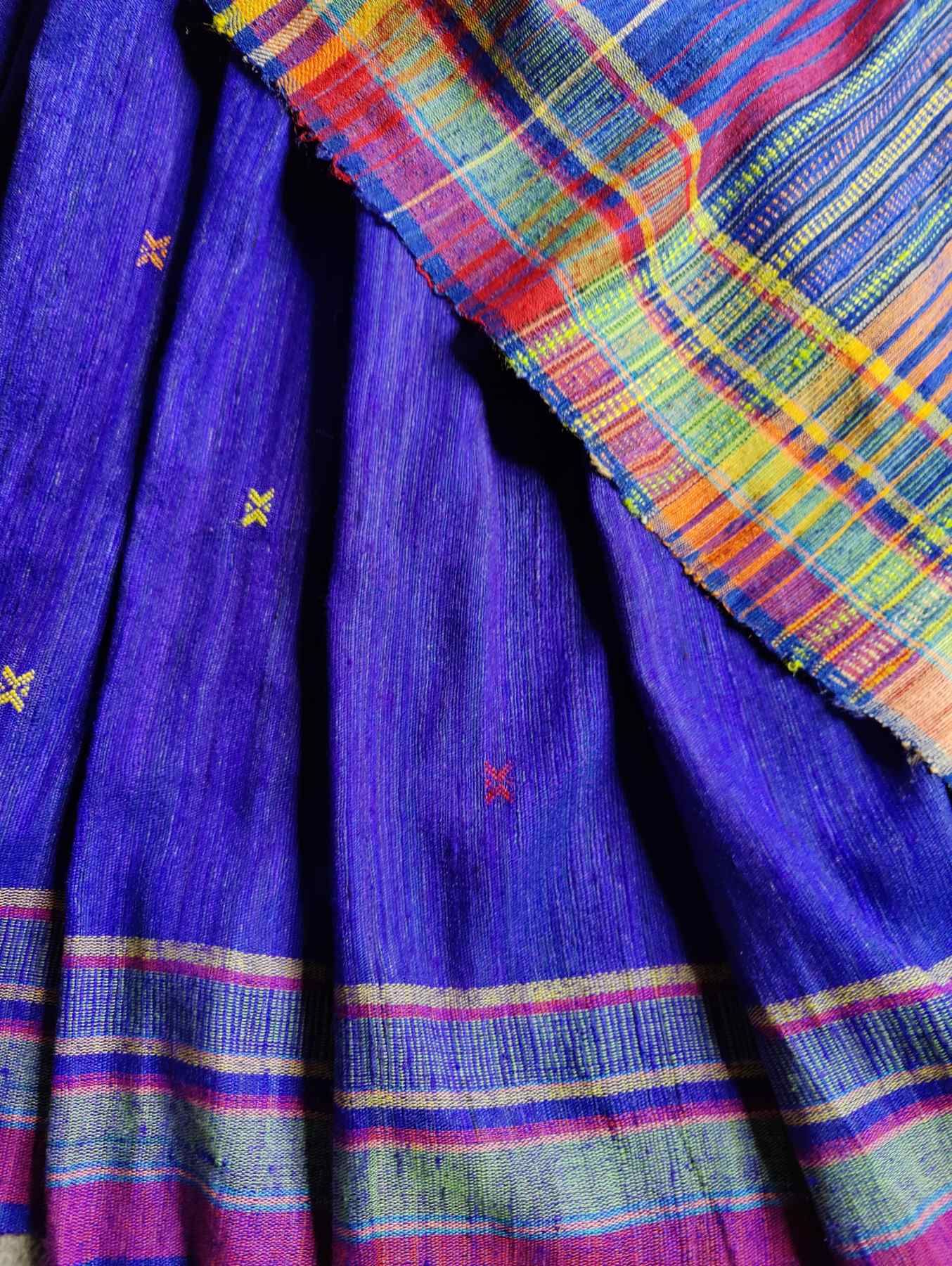 DARK PURPLE TUSSAR PURE HANDLOOM BHUJODI SAREE